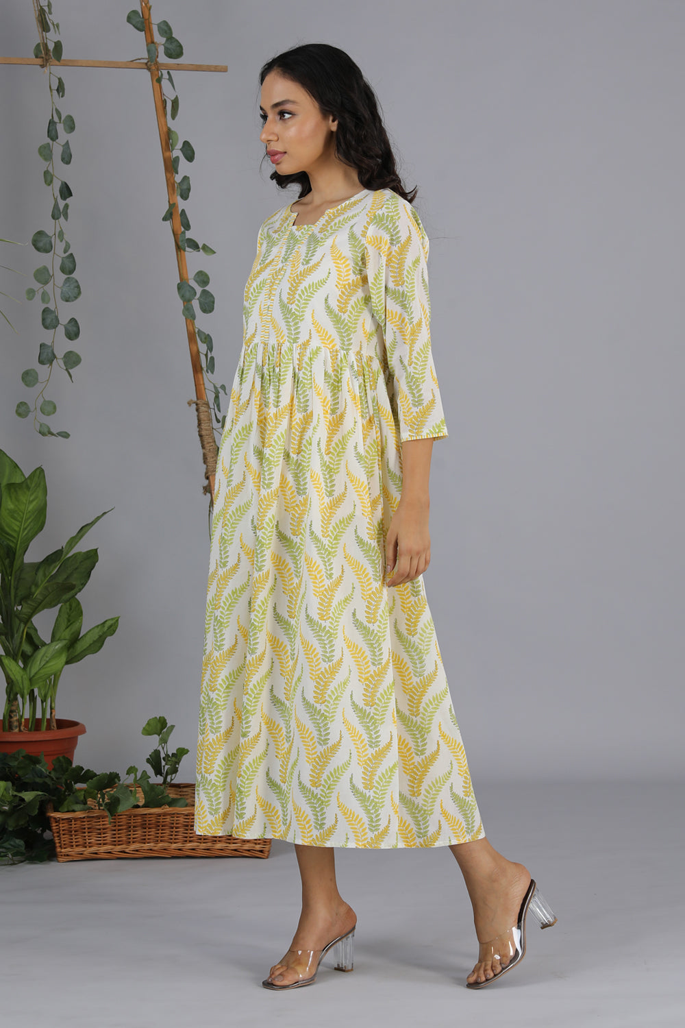Kalanjali Ethnics Gathered cotton handblock printed kurti - view 7
