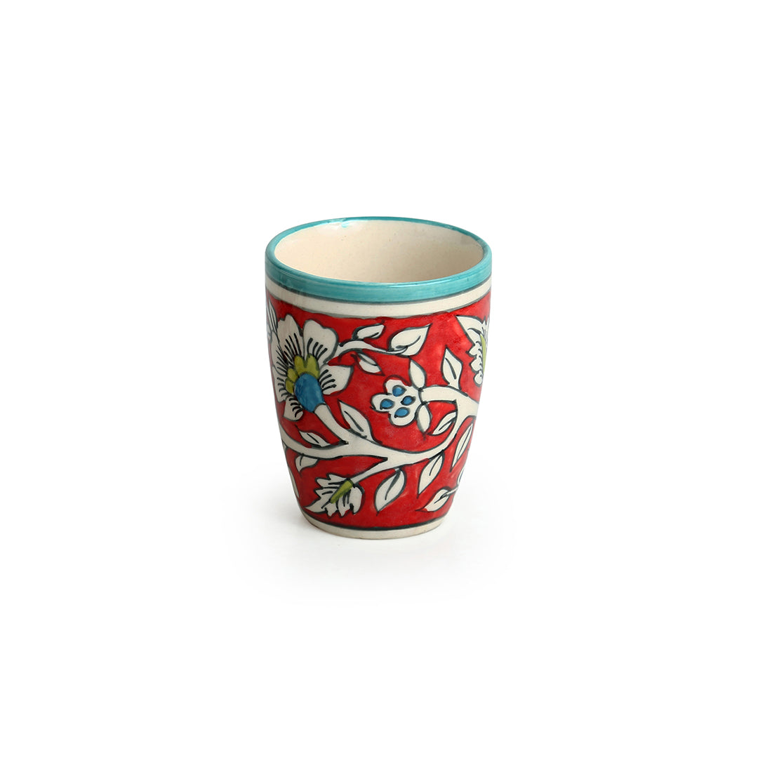 EXCLUSIVELANE 'Mughal Rims' Floral Handpainted Tea & Coffee Mugs In Ceramic (Set of 2) - view 3