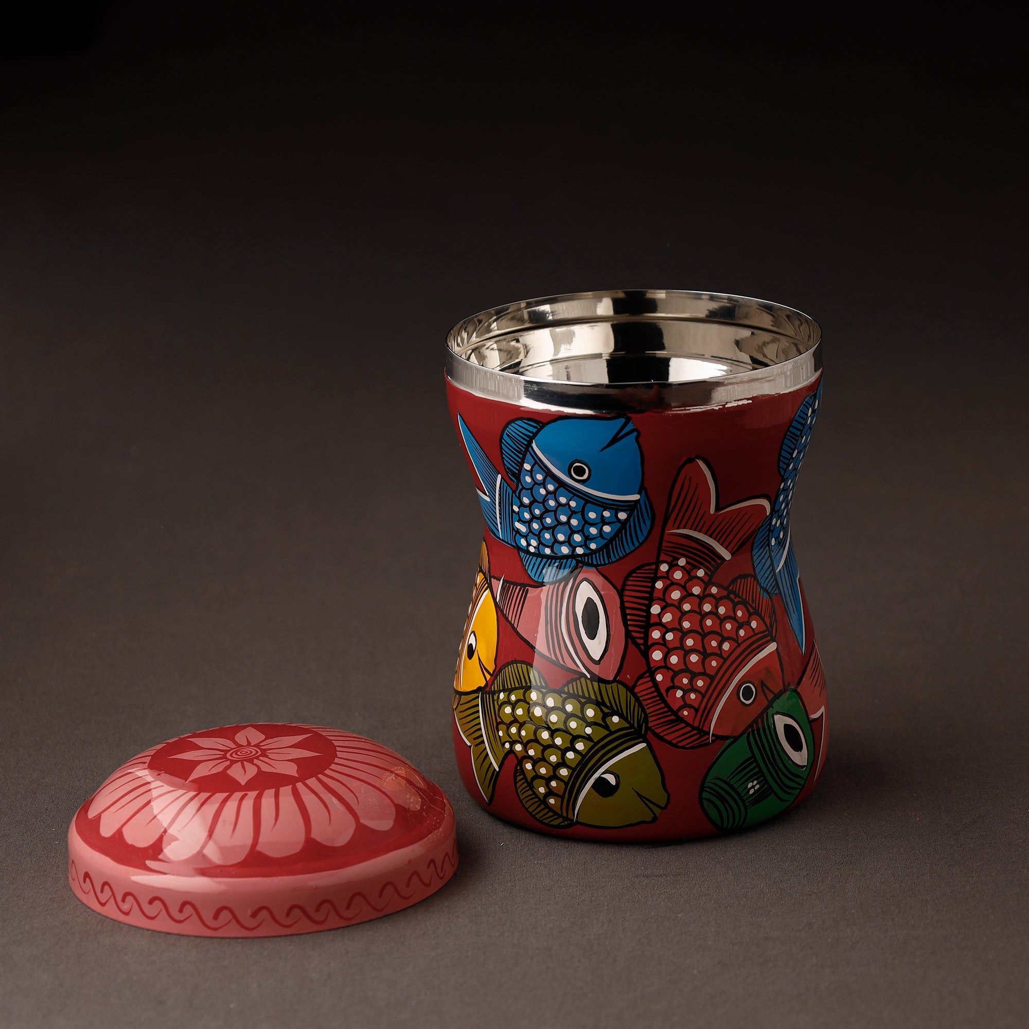 AAYAAS Bengal Patua Handpainted Stainless Steel Multi Utility Container - view 2