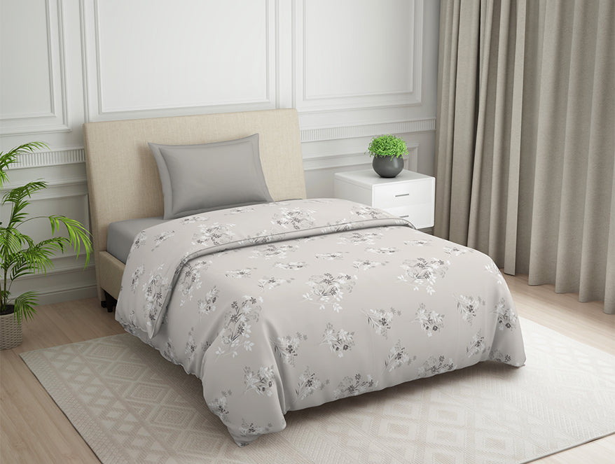 Spaces India Floral Grey Polycotton Quilt Single Harmony - By Welspun - view 2