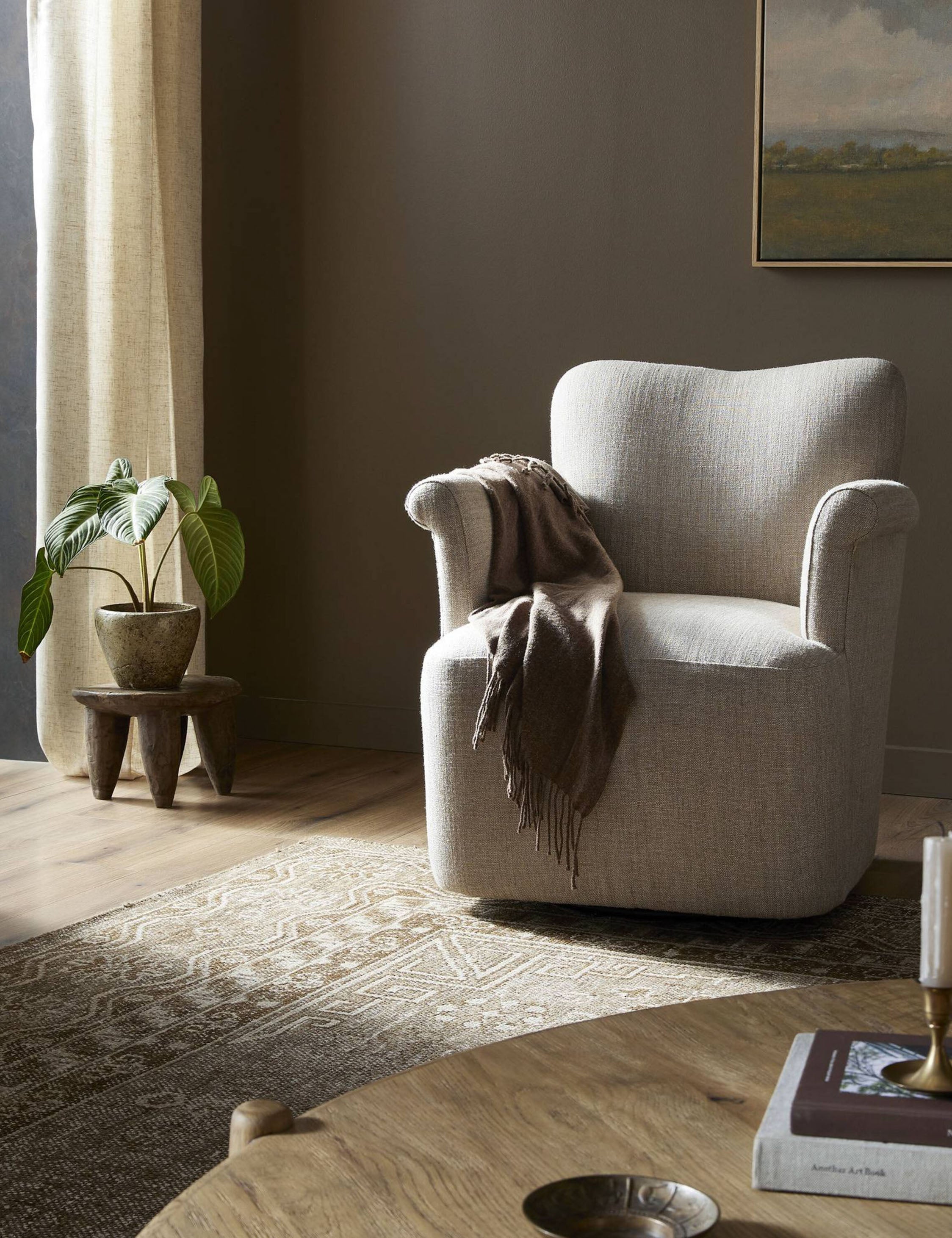 Lulu and Georgia Camellia Swivel Chair by Amber Lewis x Four Hands - view 4