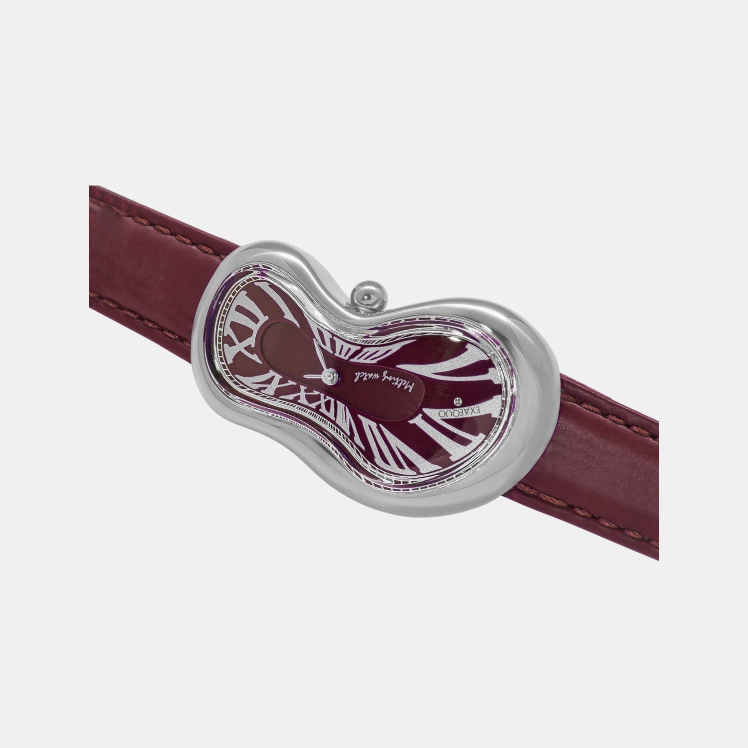 Exaequo Classic Unisex Quartz Burgundy Dial Analog Leather Watch EX0001.0006 - view 2