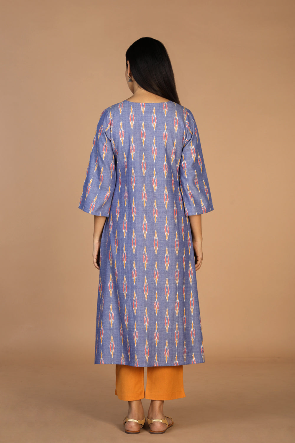 Kalanjali Ethnics Cotton Ikat kurti – Women's, COBALT BLUE - view 3
