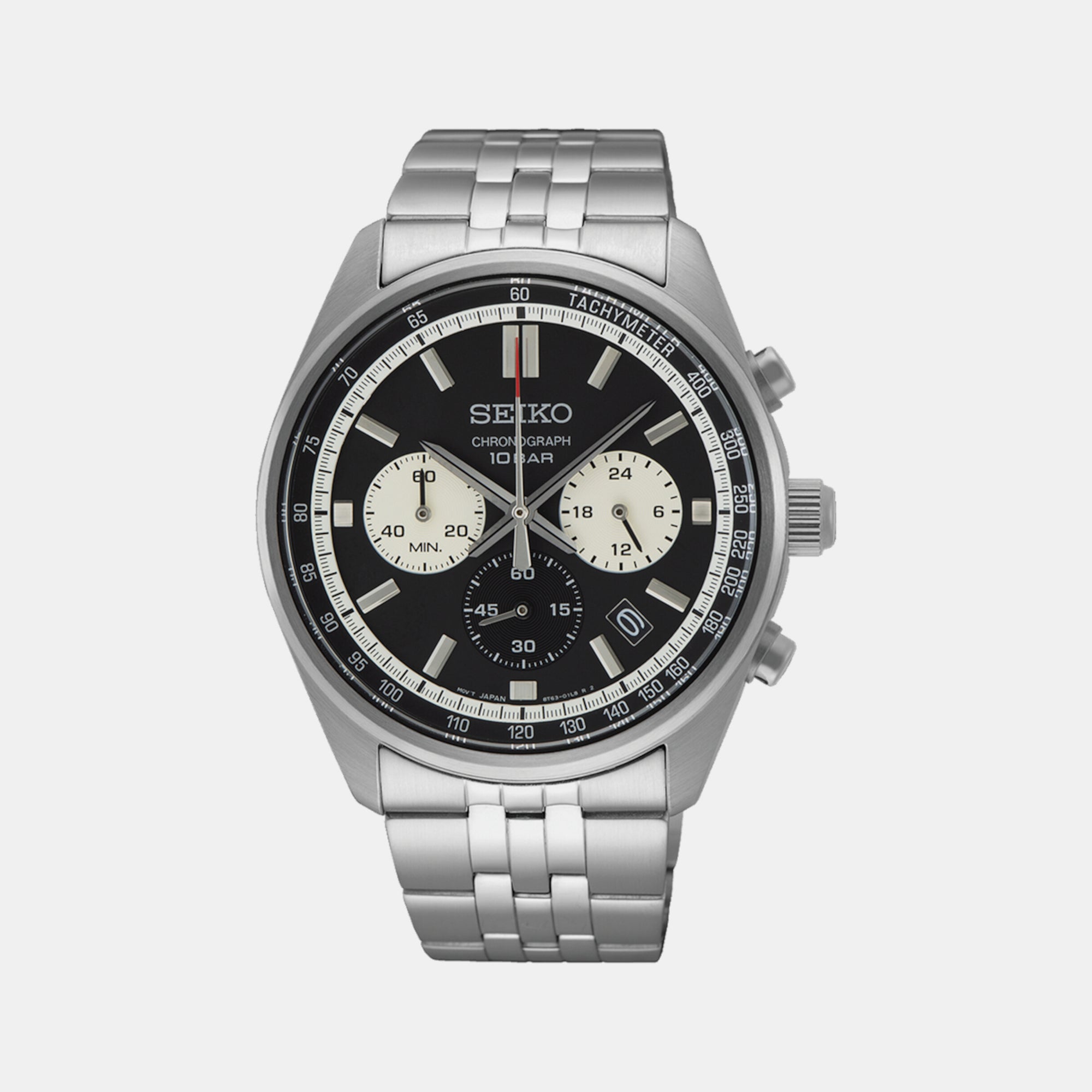 Seiko Dress Men Quartz Black Dial Chronograph Stainless Steel Watch SSB429P1