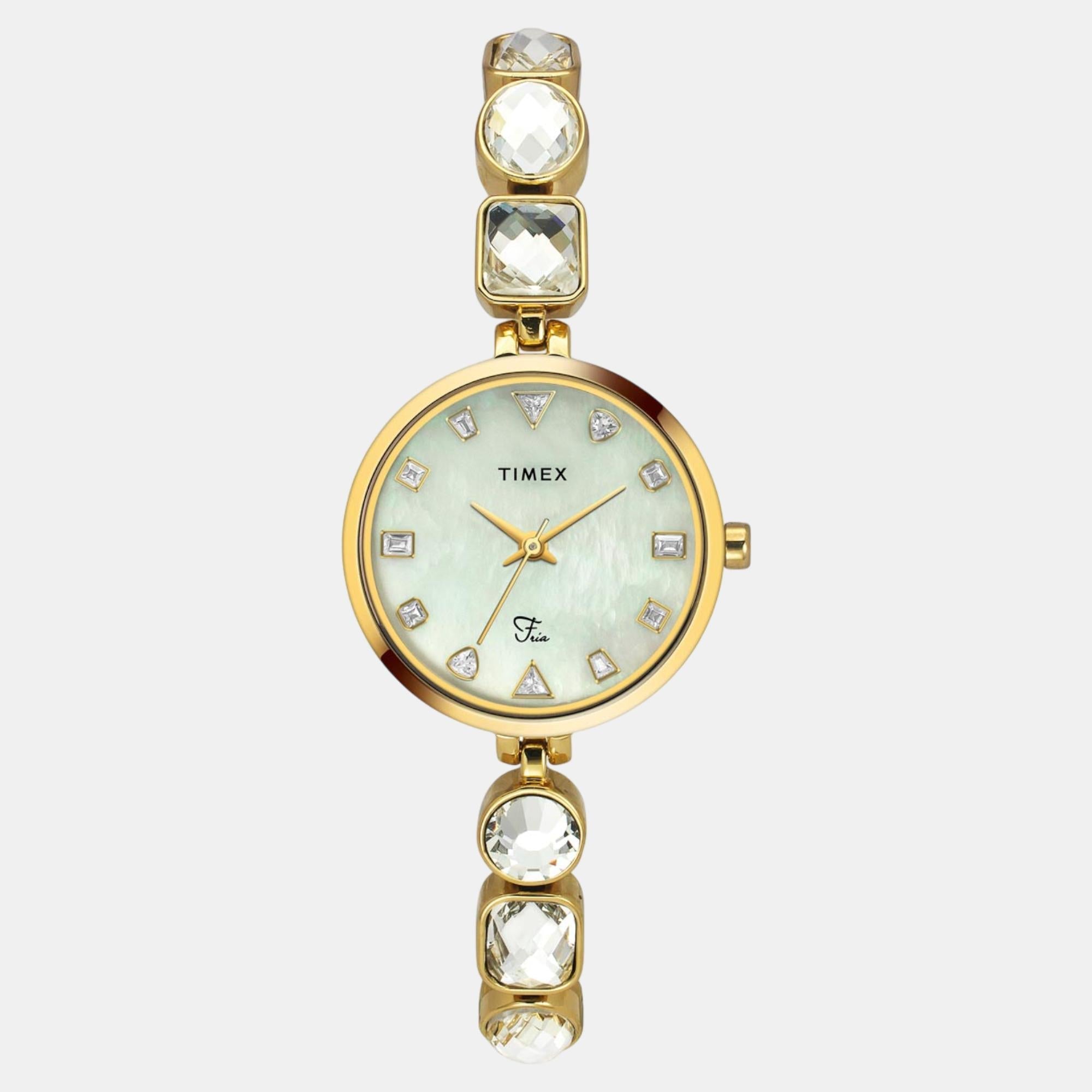 Timex Fria Women Quartz Mother Of Pearl Dial Analog Brass Watch TWEL17304
