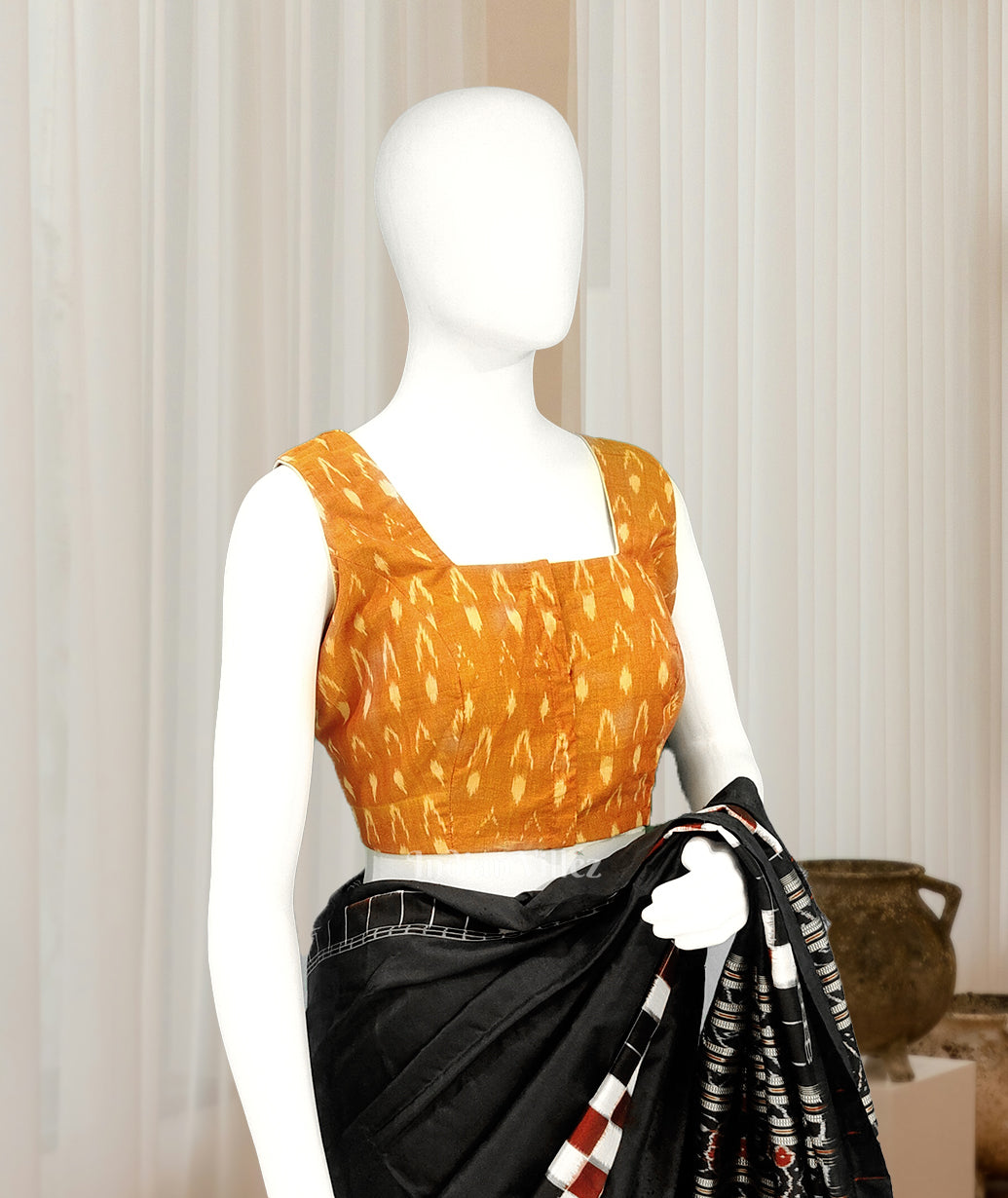 IndianVillèz Orange Pochampally Cotton Blouse