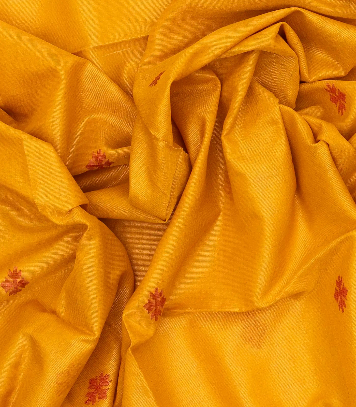 RmKV Mustard Handloom Bengal Cotton Saree With Stripes & Buttas - view 3