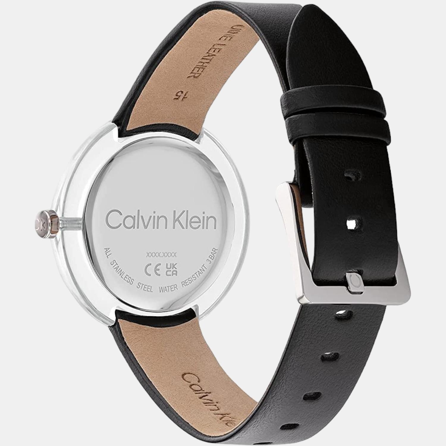 Calvin Klein Circular Women Quartz Black Dial Analog Leather Watch 25200020 - view 3