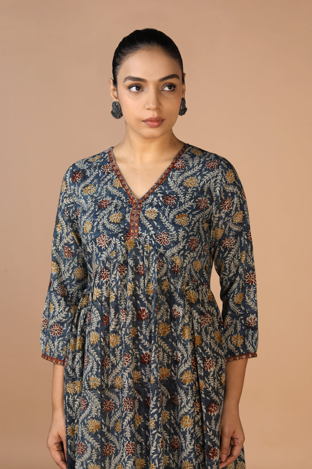 Kalanjali Ethnics Cotton Mull Kalamkari Handblock printed dress - view 10