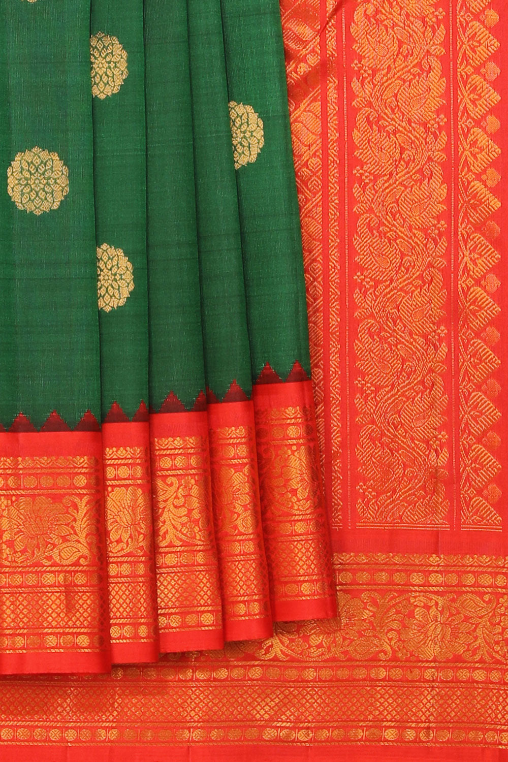 Kalanjali Gadwal Silk Green Saree – Women's