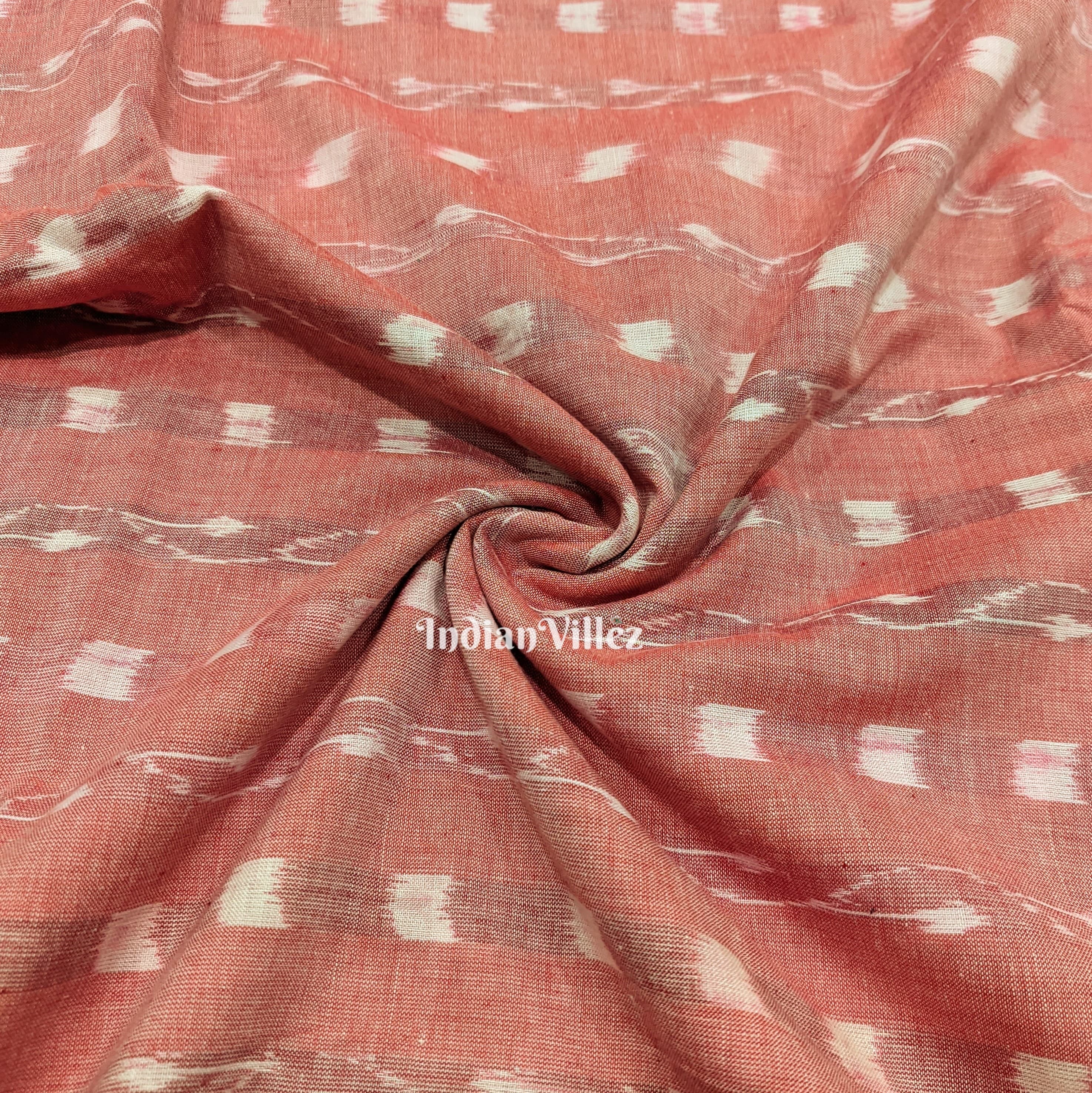 IndianVillèz Peach Tipa Design Sambalpuri Ikat Cotton Fabric