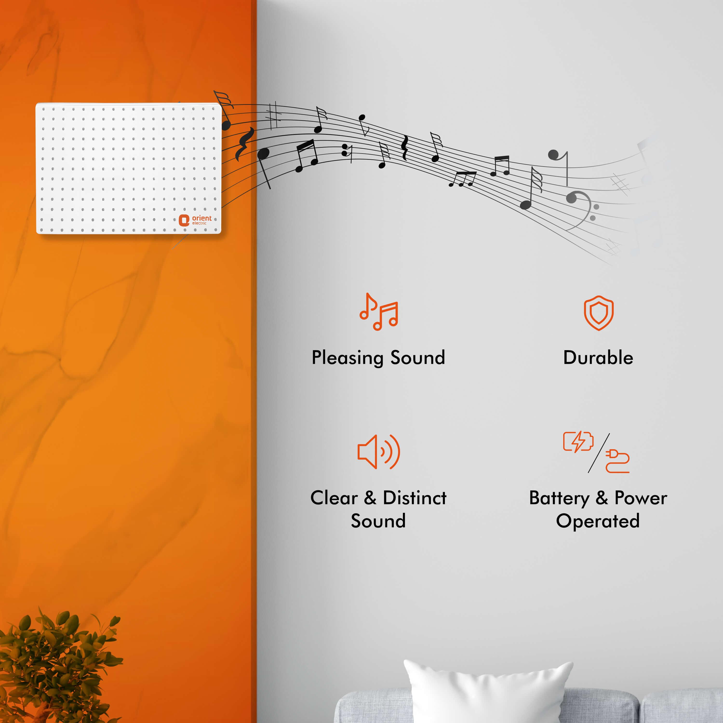 orientelectric Ding Dong Musical Door Bell for Home (White) - view 2
