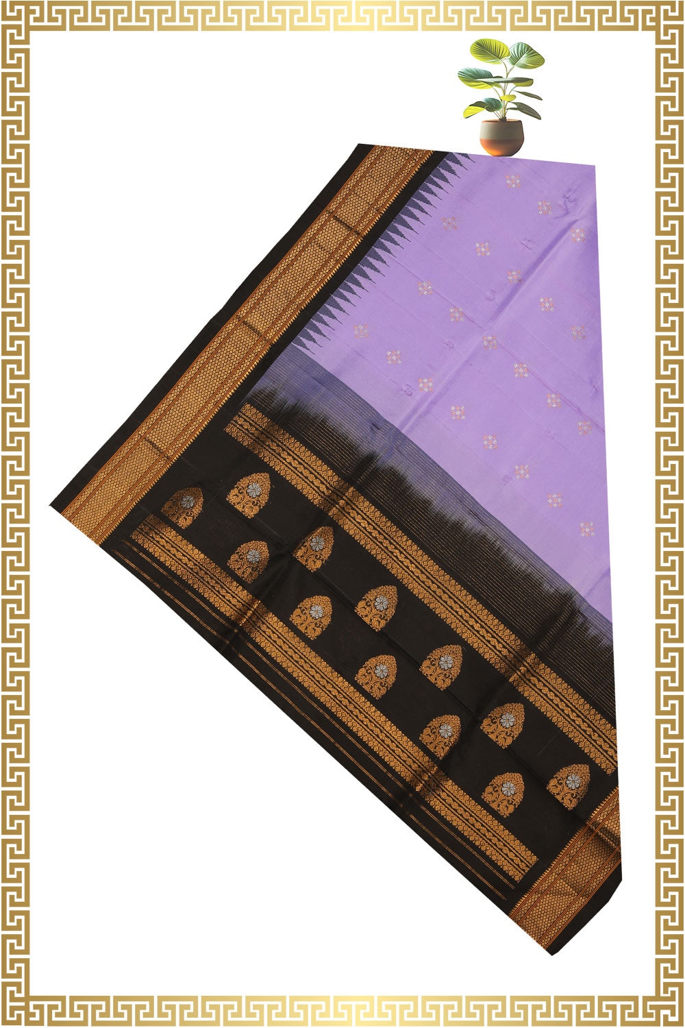 Kalanjali Gadwal Purple Dupatta With Kanchi Border