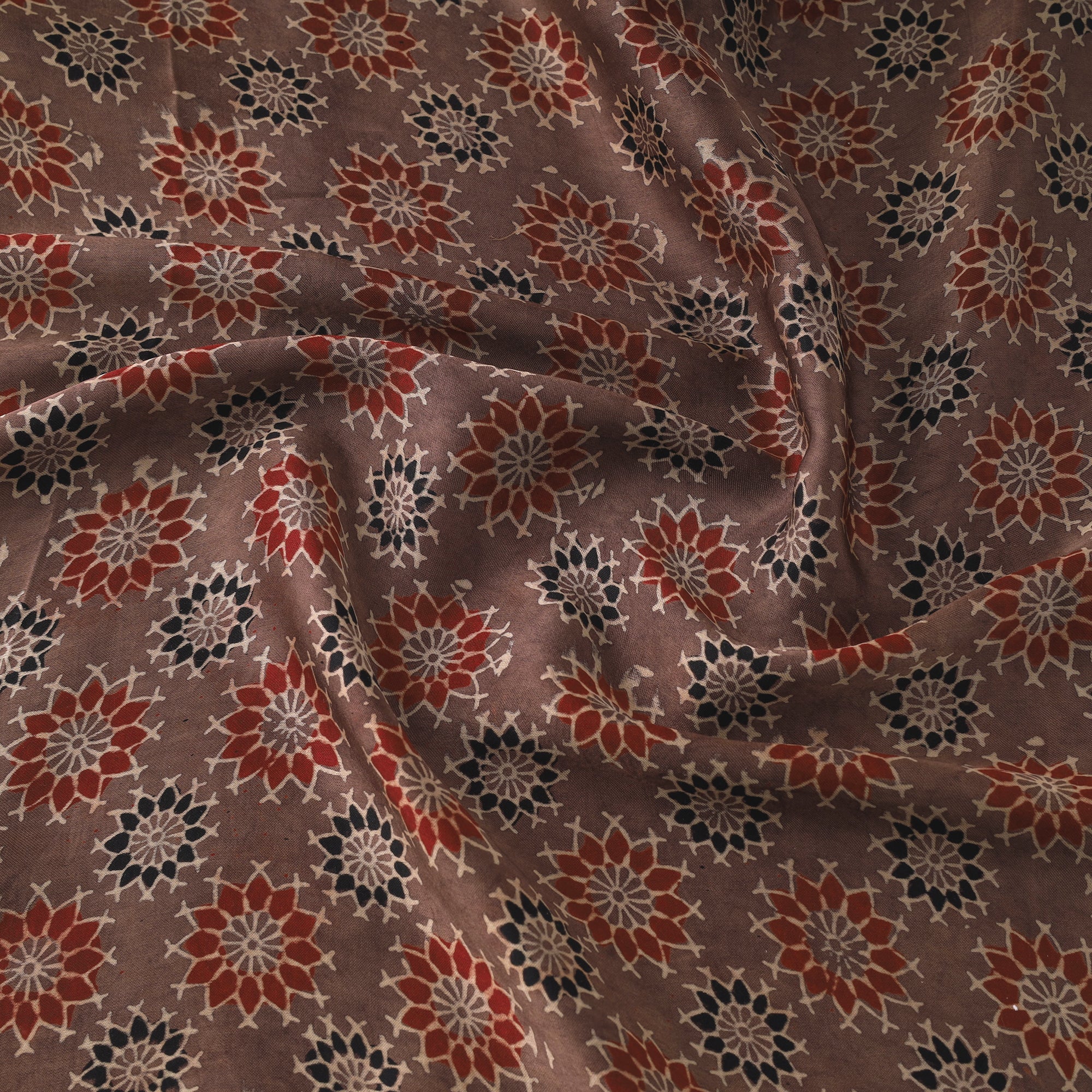 KACHCHH JI CHHAAP Brown - Modal Silk Ajrakh Print Fabric 07 - view 3