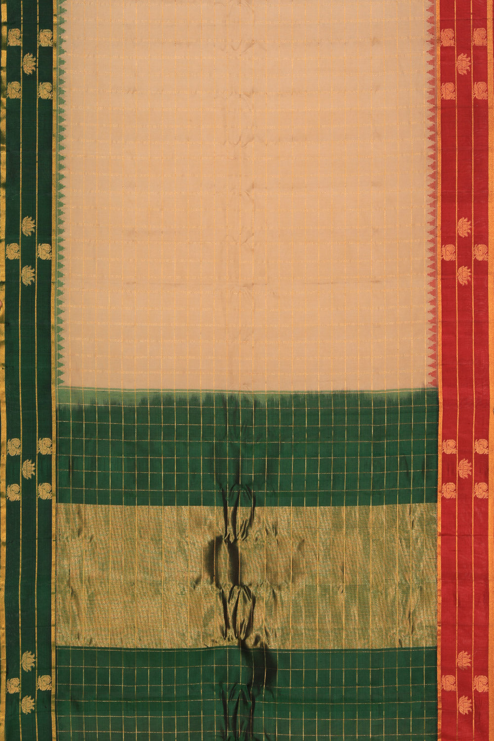 Kalanjali Gadwal Cotton Silk Classy Beige Saree - view 3