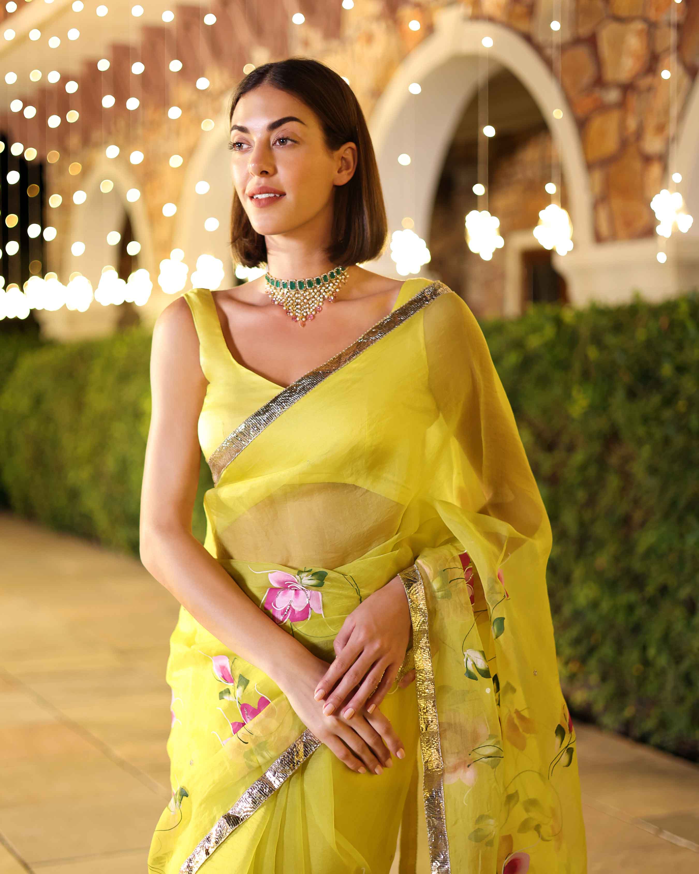 Aachho Yamini Handpainted Pure Organza Saree – Women's - view 2