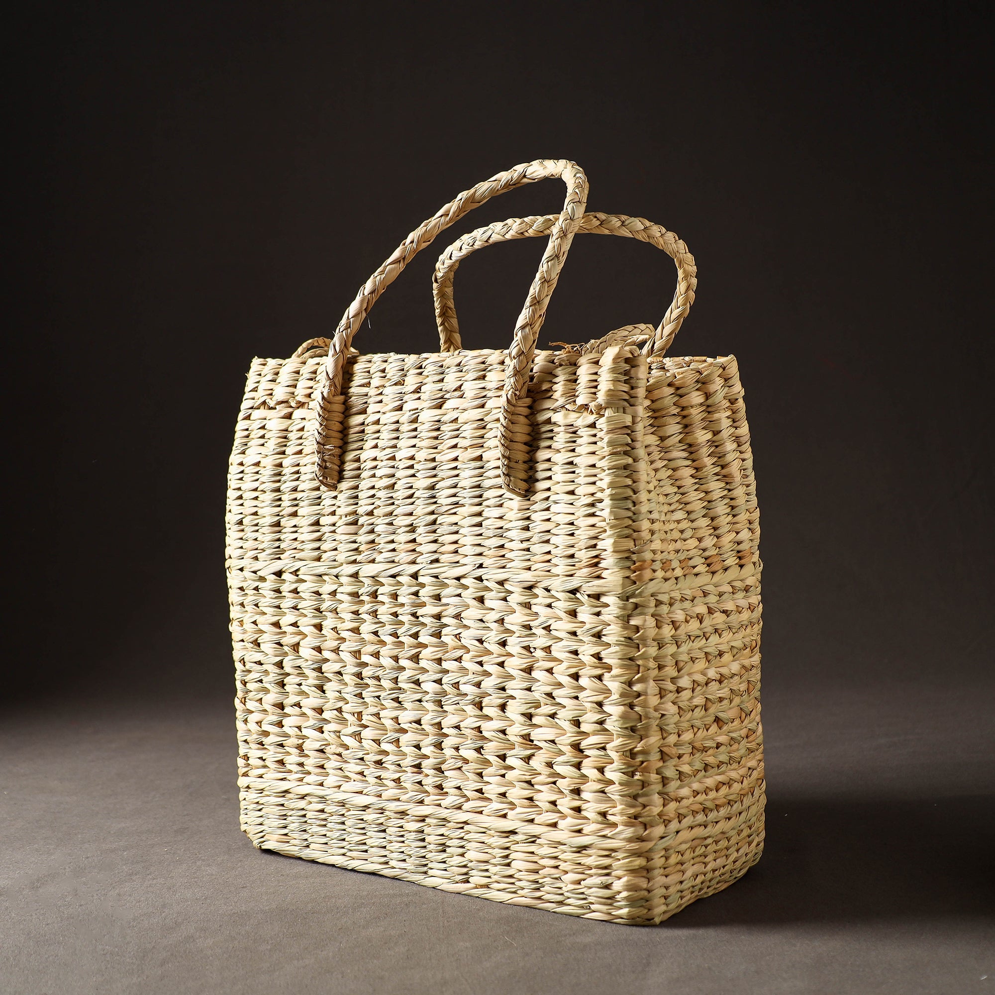 ITOKRI CRAFTS INITIATIVE Beige - Handcrafted Natural Water Reed Embroidered Shopping Bag - view 4