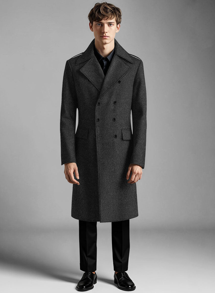 StudioSuits Charcoal Herringbone Tweed GQ Overcoat - view 2