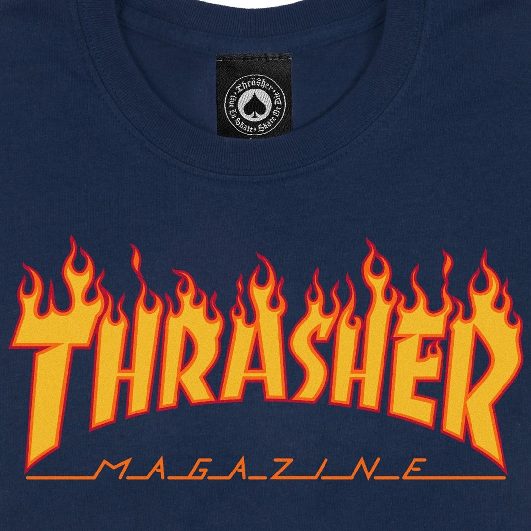 Thrasher | FLAME T-SHIRT { NAVY