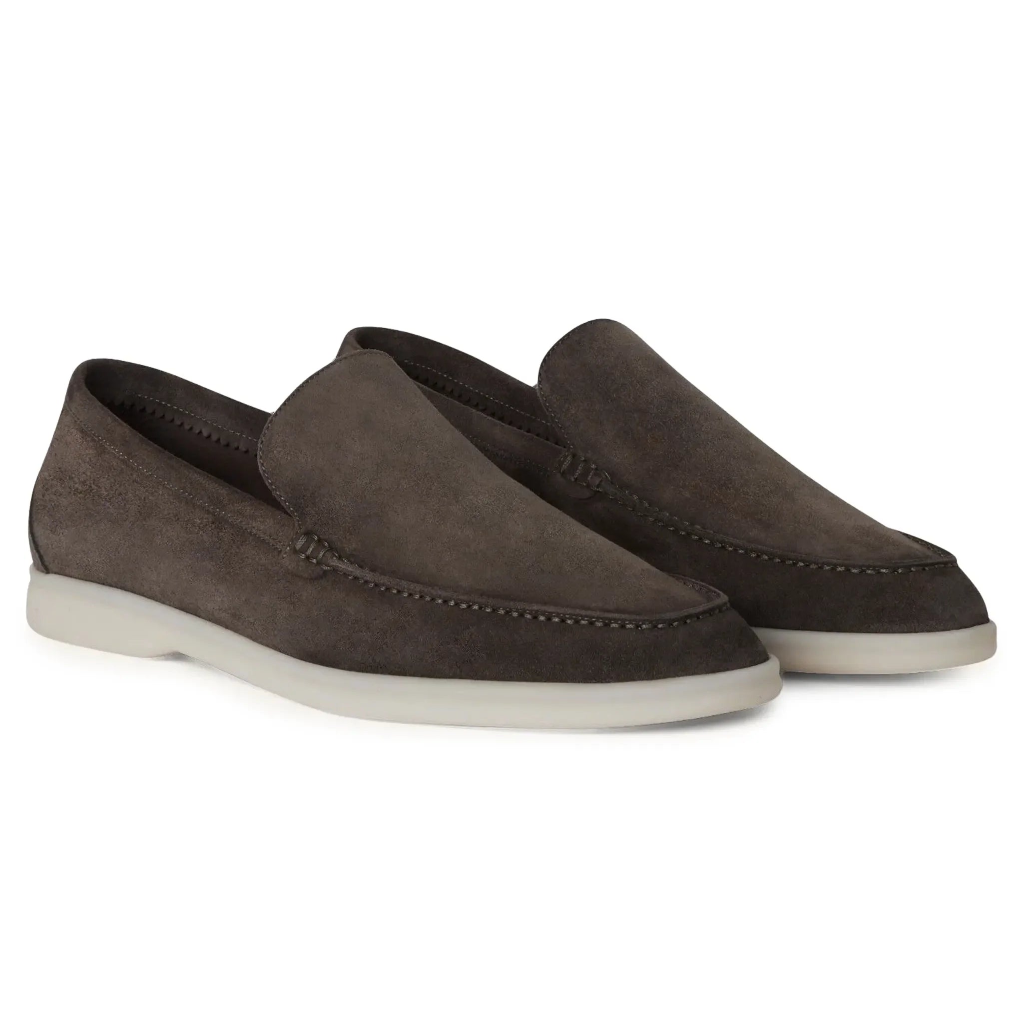 Loro Piana Summer Walk Suede Warm Grey Loafers - view 2