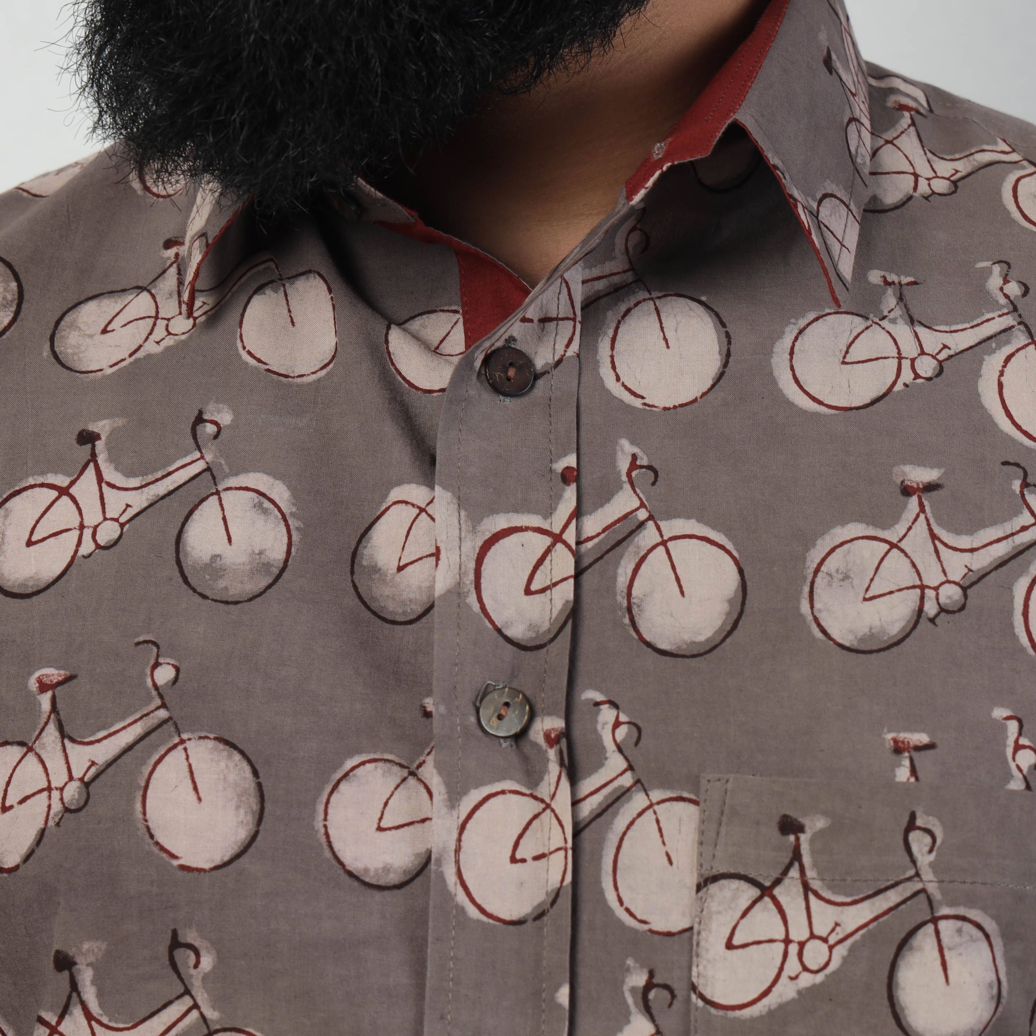 BINDAAS UNLIMITED Brown - Bindaas Block Art Printed Cotton Men Full Sleeve Shirt - view 3