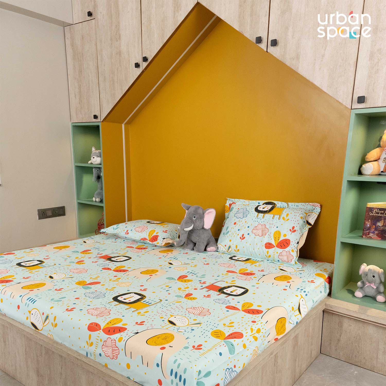 Urban Space -Home Furnishing Store Fitted King Size Cotton Bedsheet - Lion King Sky Blue - view 2