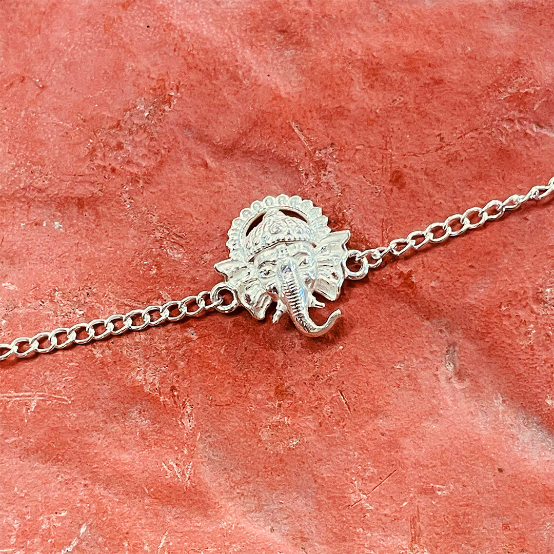 trueBrowns Men 925 Sterling Silver Ganesh Idol Silver Chain Bracelet - view 2