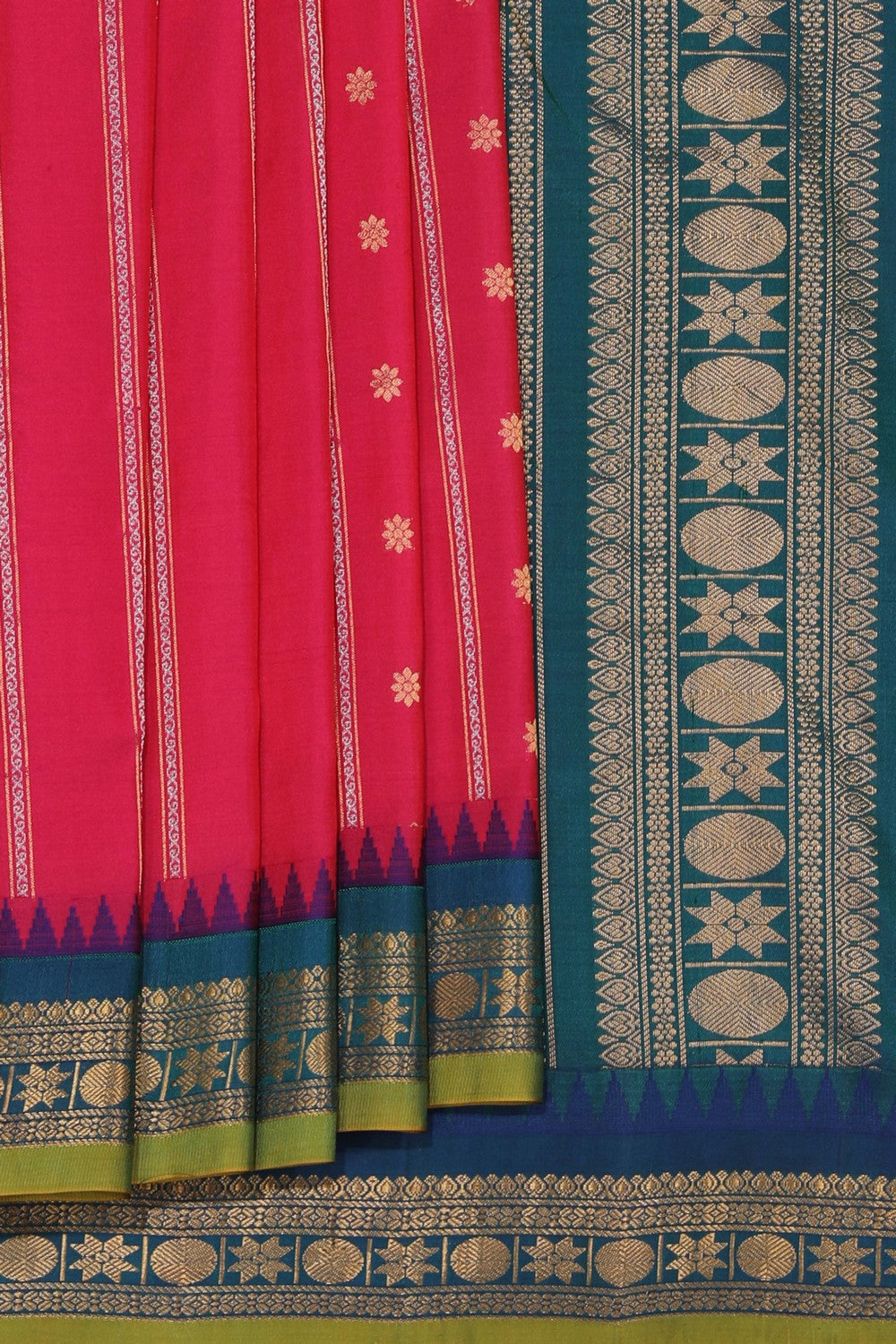Kalanjali Gadwal Silk Pink Saree – Women's