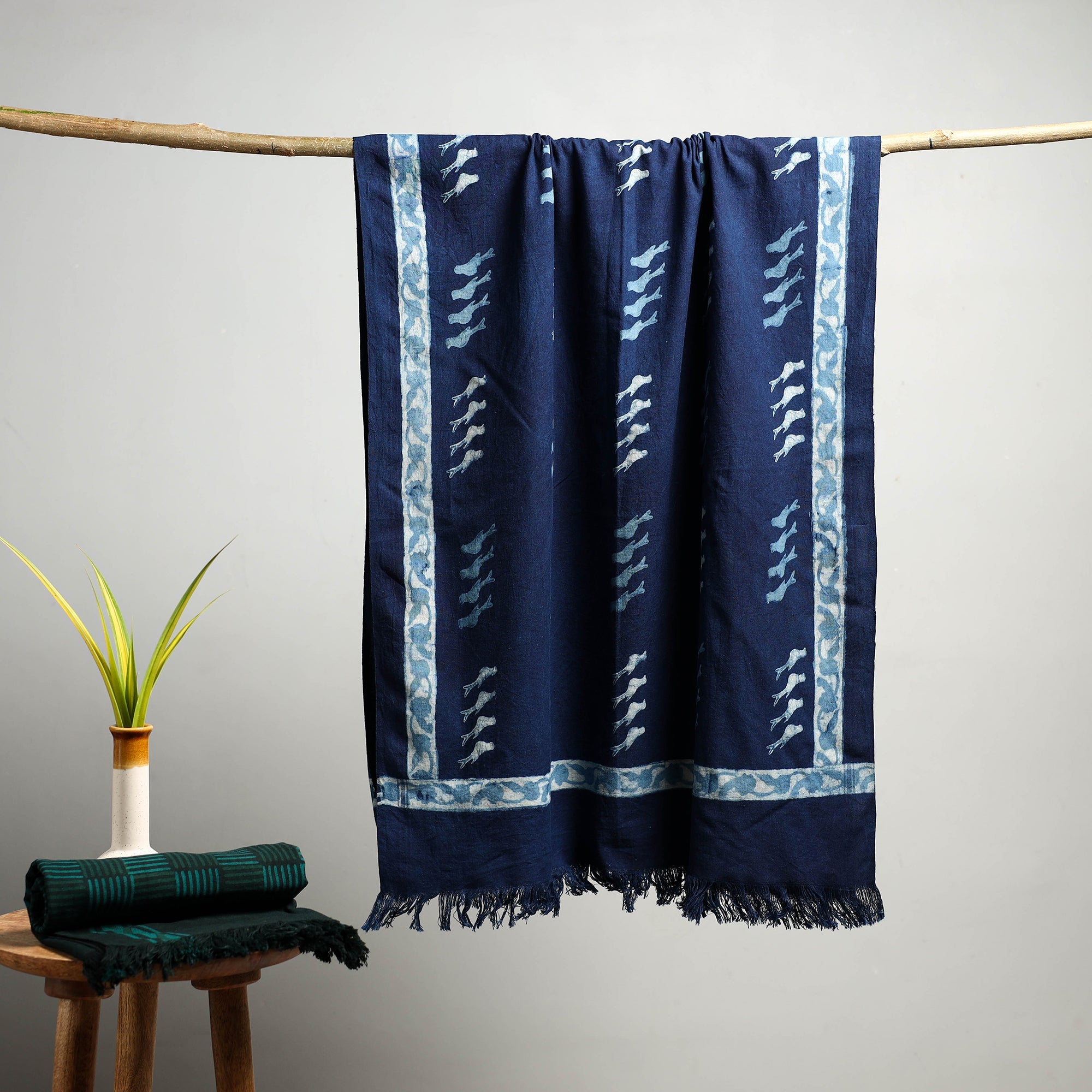 HAVELI CHRONICLES Blue - Akola Block Print Pure Handloom Cotton Towel 23