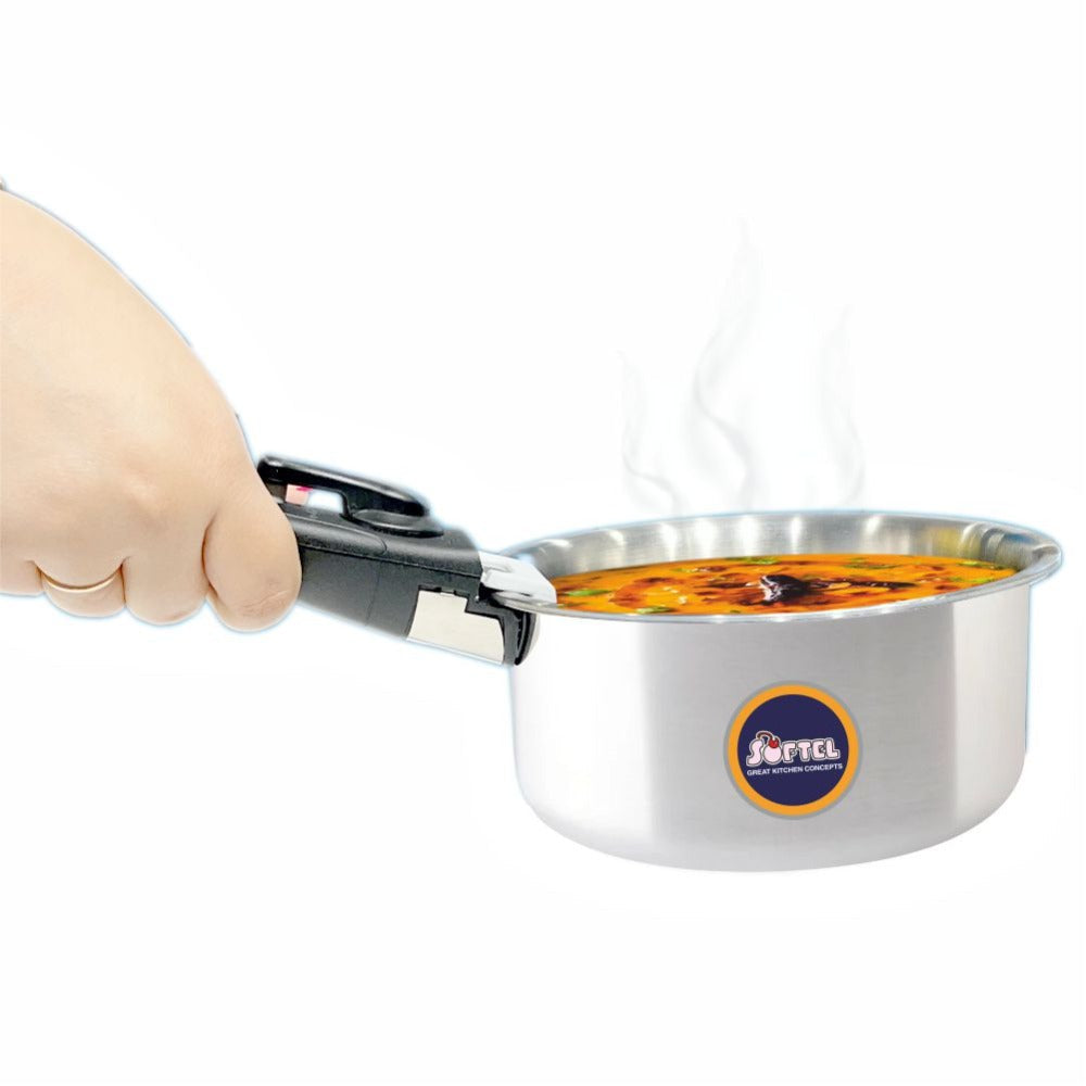 Softel Tri-Ply Cookware Combo with Removable Handle (Tasla + Fry Pan + Sauce Pan + Removable Handle) | Gas & Induction Compatible | Set of 4 Pcs - view 5