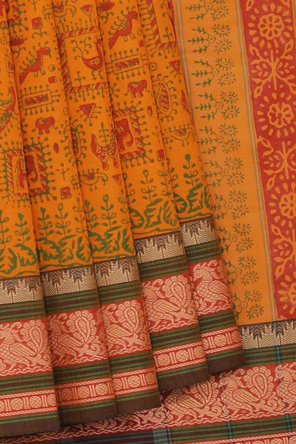 Kalanjali Ethnics Hand block printed cotton saree
