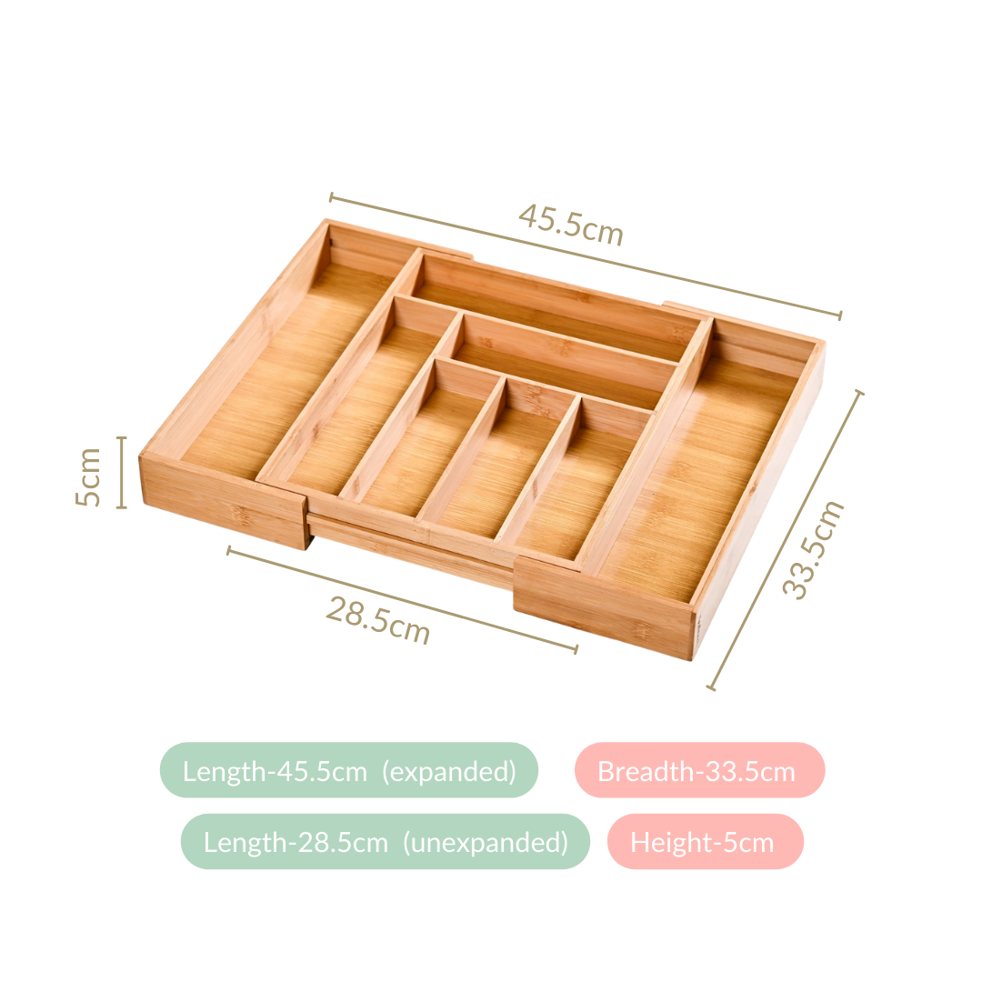 Nestasia Adjustable Bamboo Kitchen Drawer Organiser For Cutlery - view 4
