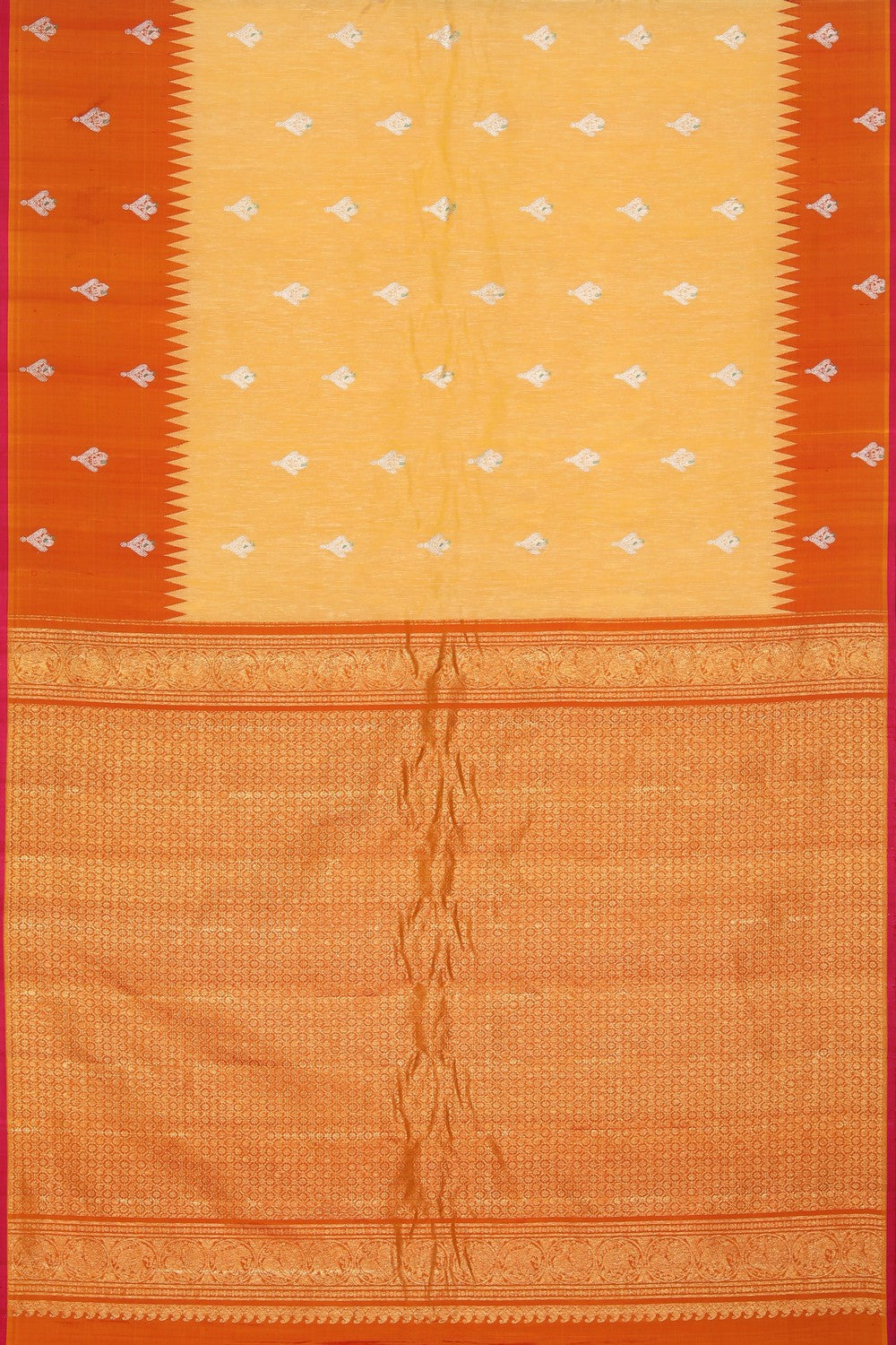 Kalanjali Gadwal Silk Yellow Saree – Women's - view 4