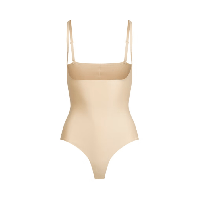 HYPE ELIXIR Skims Body Core Sculpt Open Bust Thong Bodysuit Sand