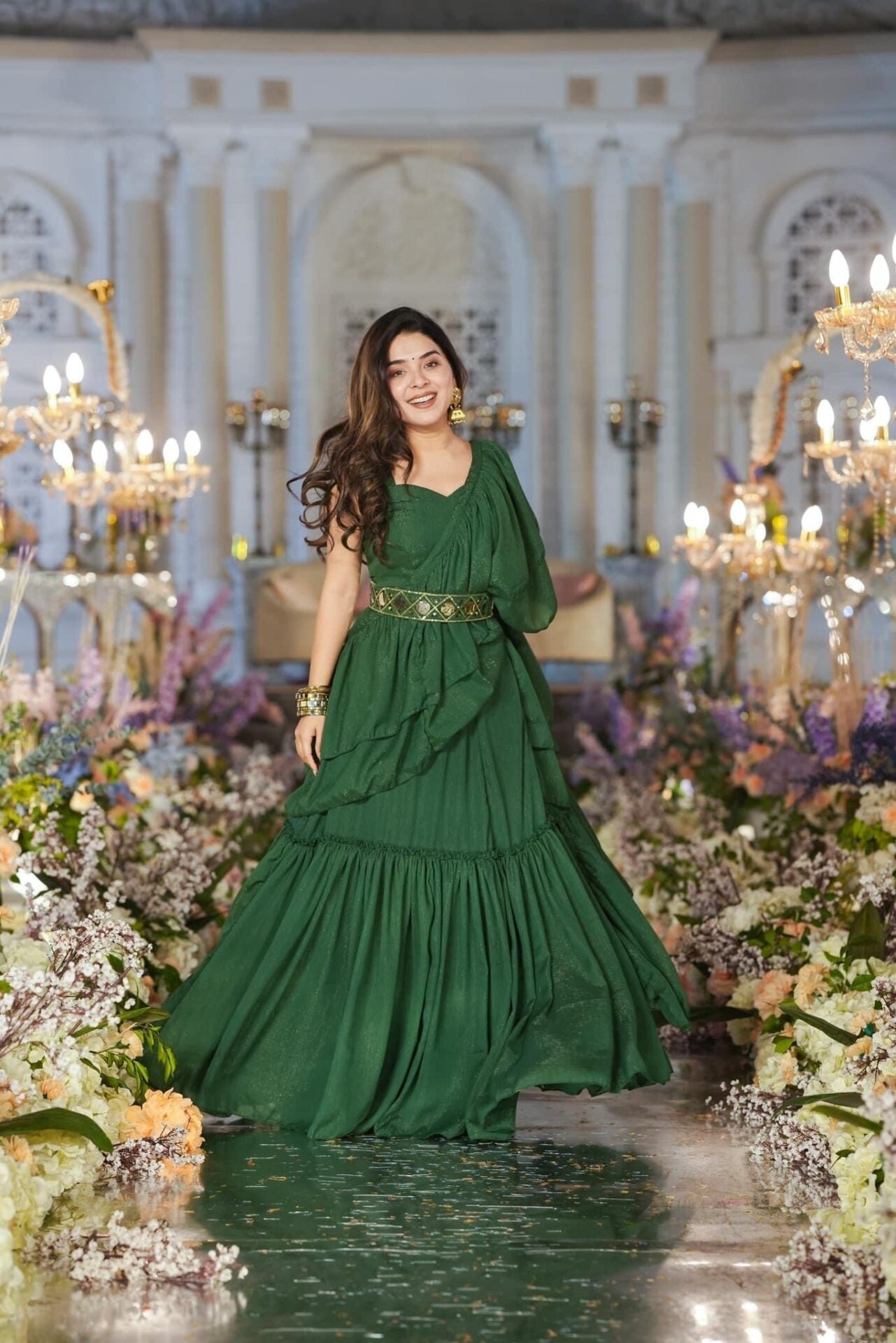 Idaho-o Savannah green Chiffon saree – Women's