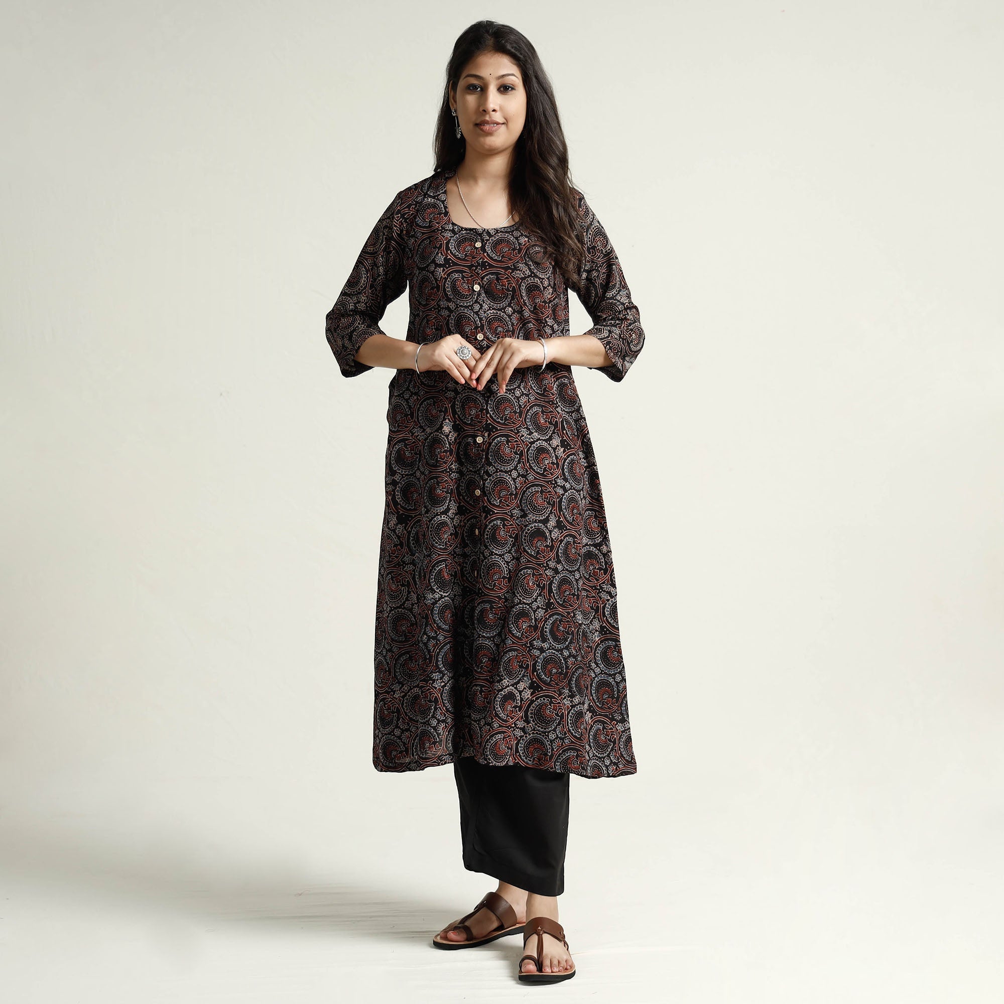 ITOKRI CASUALS Black - Ajrakh Block Printed Cotton Kurta with Palazzo Set