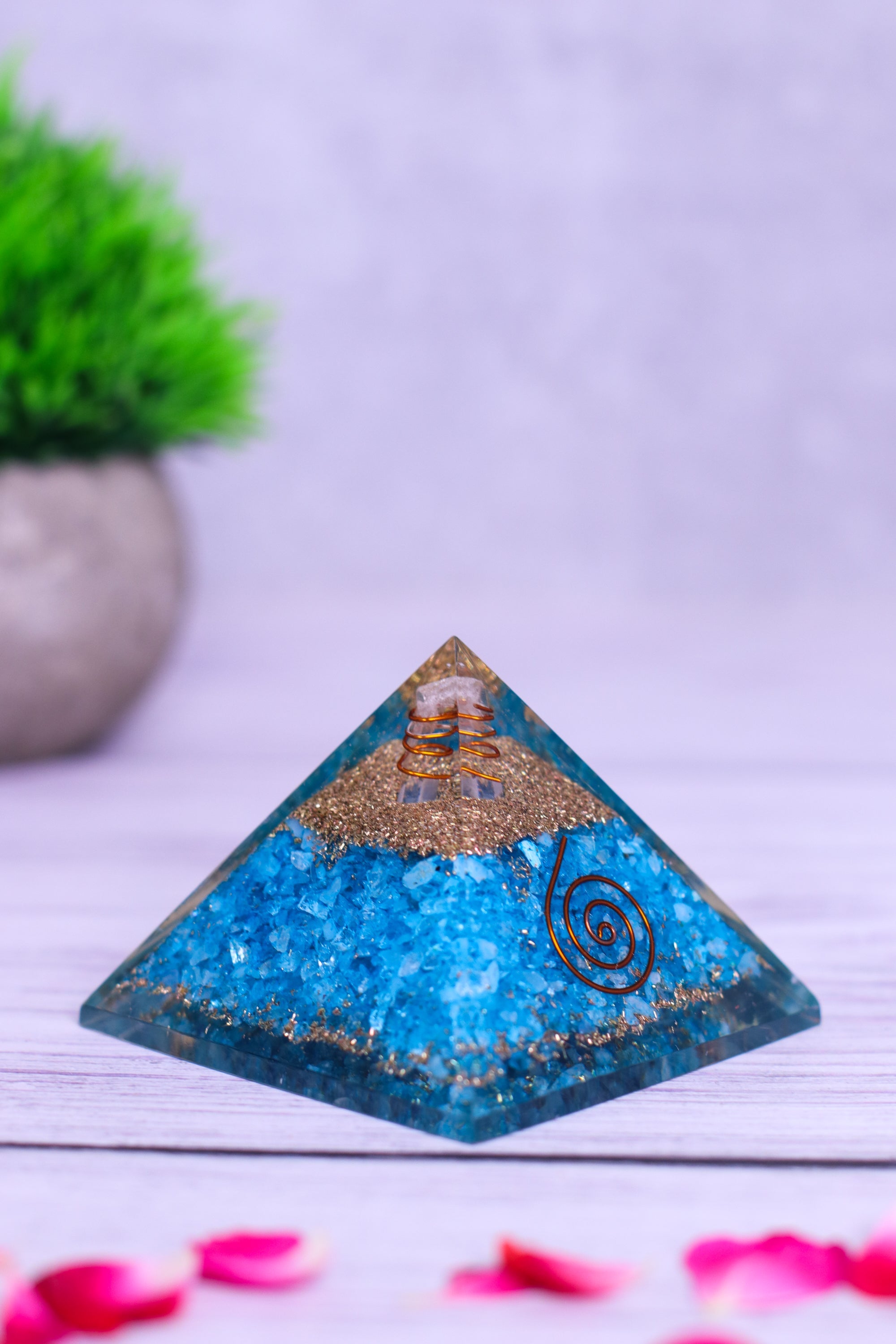 Studio Vaidik Firoza Orgonite Pyramid for Positivity Vastu Decorative Showpiece - view 2
