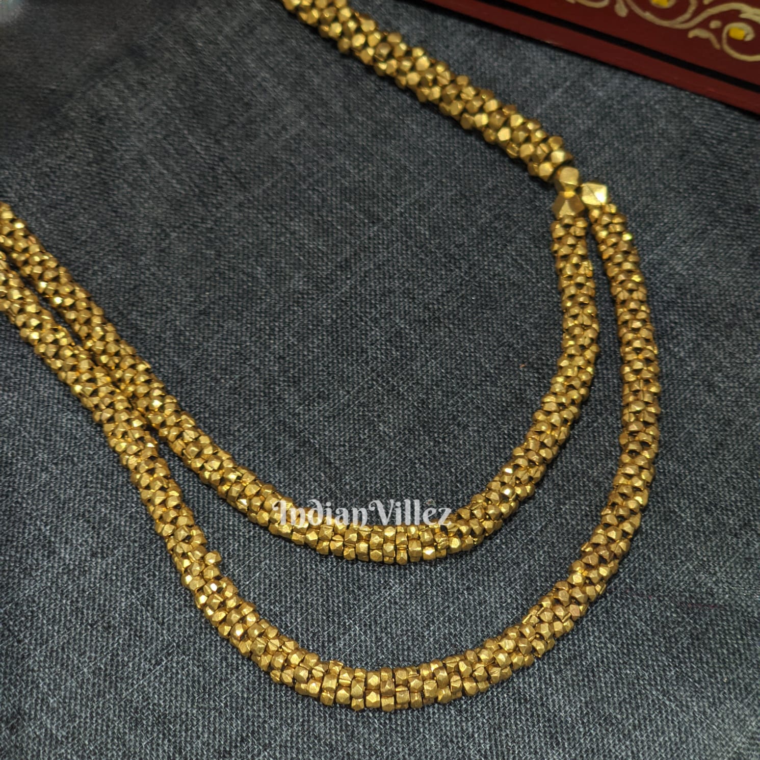 IndianVillèz Multiple Brass Beaded Dhokra Anklet