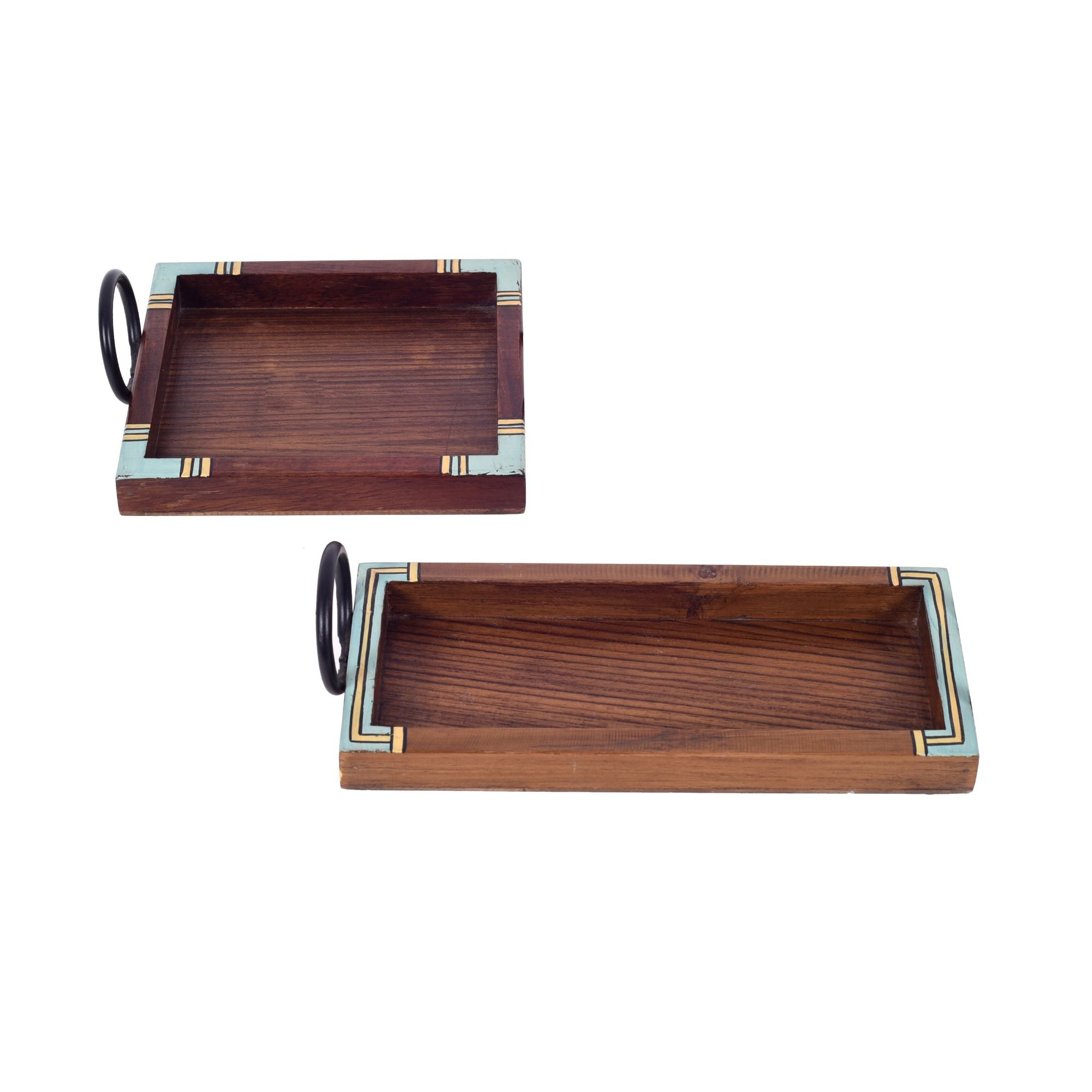 ART CREATIONS BY SUMAN SONTHALIA Brown - Ringo Serving Trays (Set of 2) (Large -9.5x4x2.5, Small - 7x6x2.5) - view 5