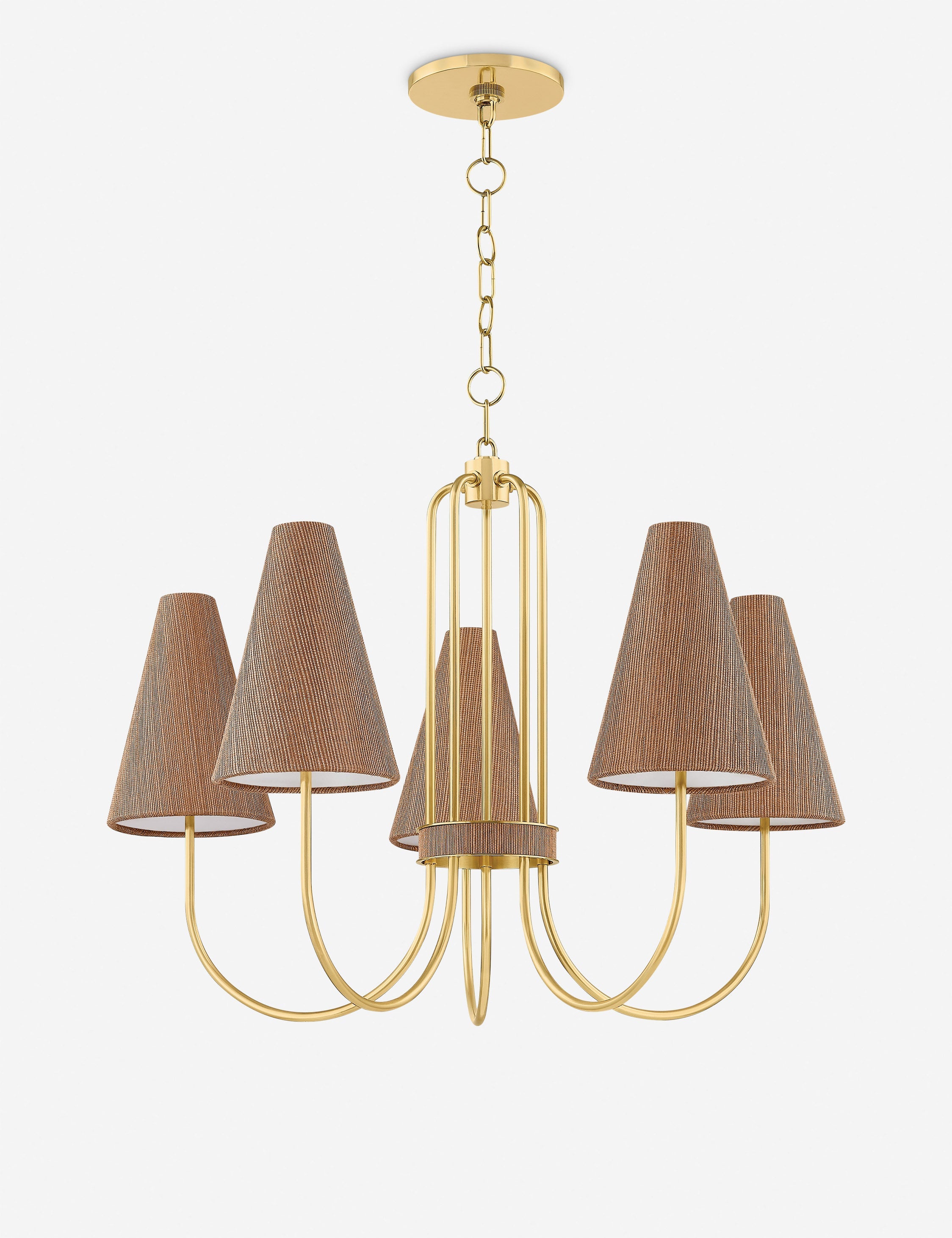 Lulu and Georgia Hachette Chandelier – Antique Brass and Light Brown