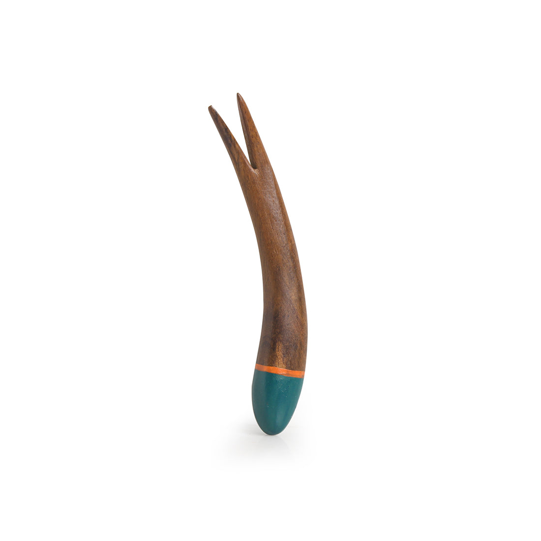 EXCLUSIVELANE 'The Peacock Must-Haves' Handpainted Fruit Forks In Sheesham Wood (Set of 5) - view 5