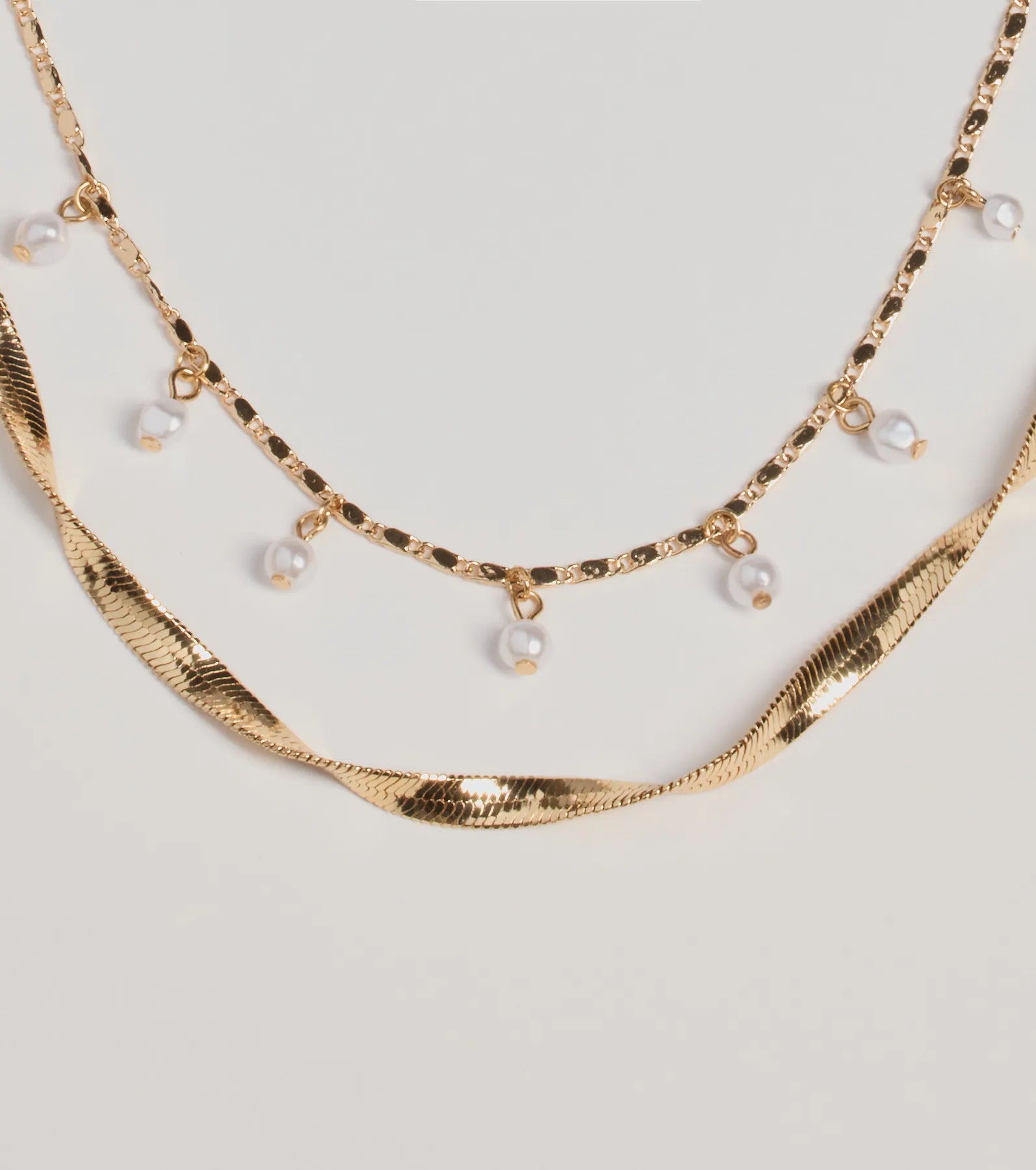 Windsor Dazzling Glam Layered Metal Necklace – GOLD - view 2