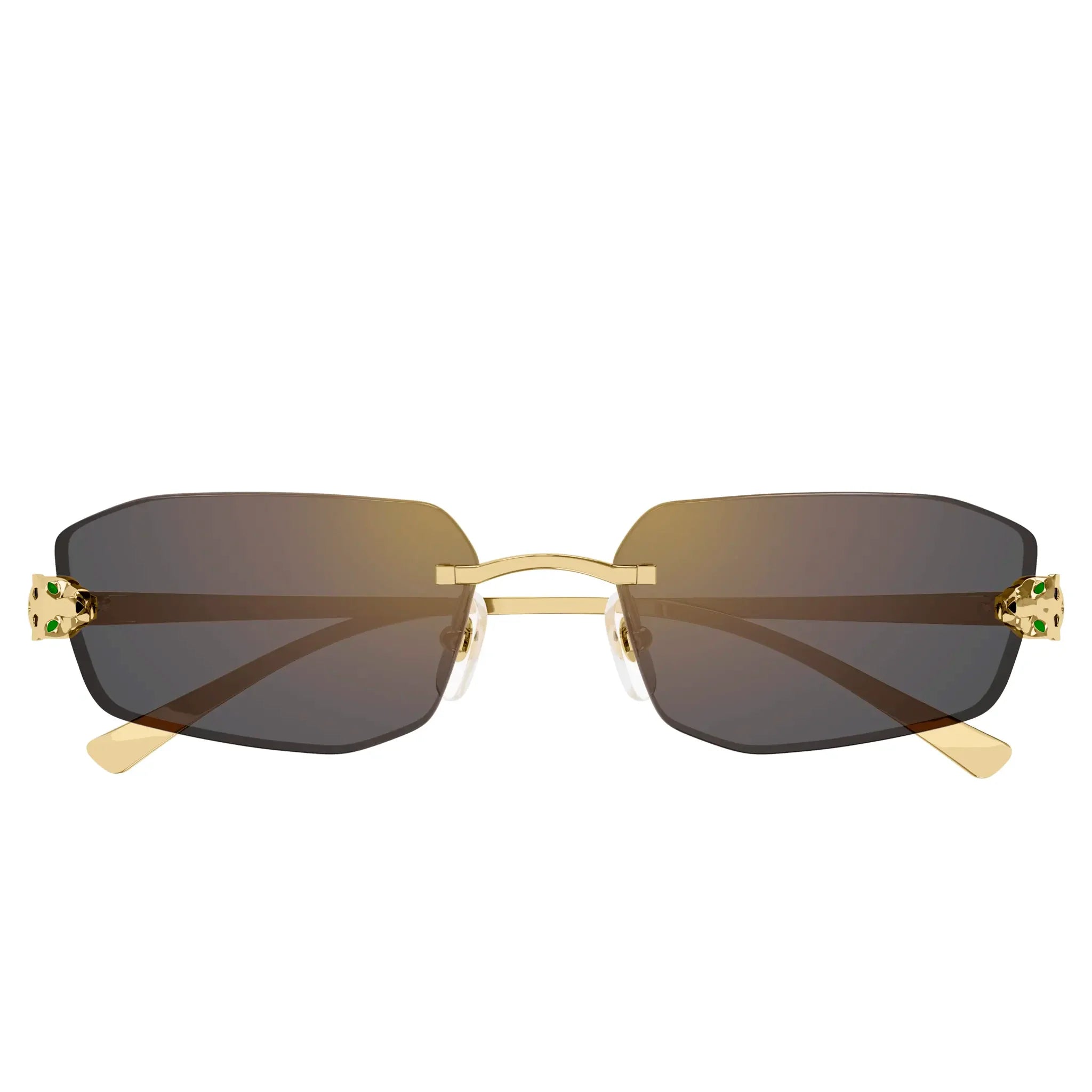 Cartier Eyewear CT0474S-001 Panthere De Cartier Gold Grey Rimless Sunglasses