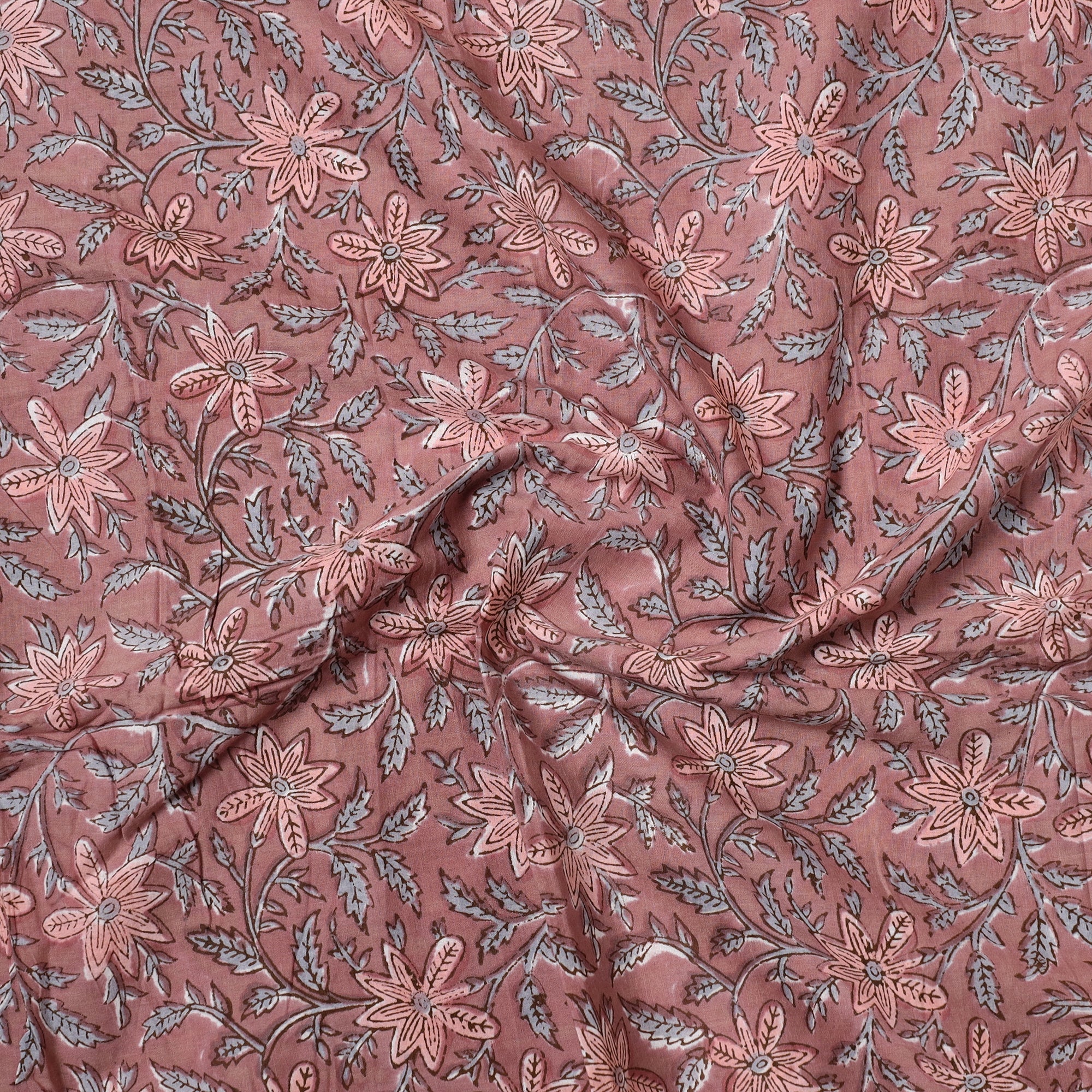 KUSUMLATA Brown - Sanganeri Block Printed Cotton Precut Fabric (1.8 meter) 66 - view 2