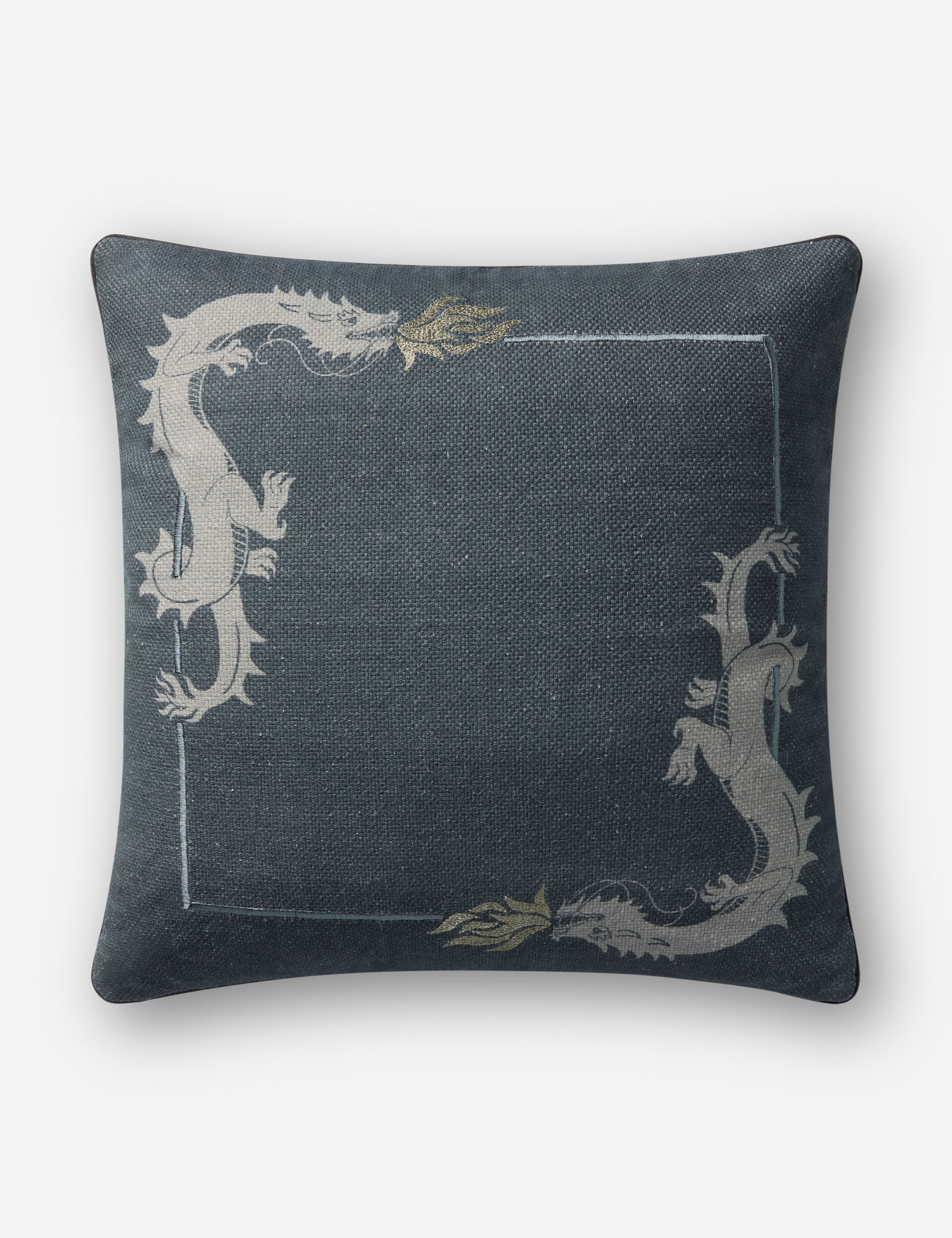 Lulu and Georgia Dragon Embroidered Pillow by Brigette Romanek x Loloi