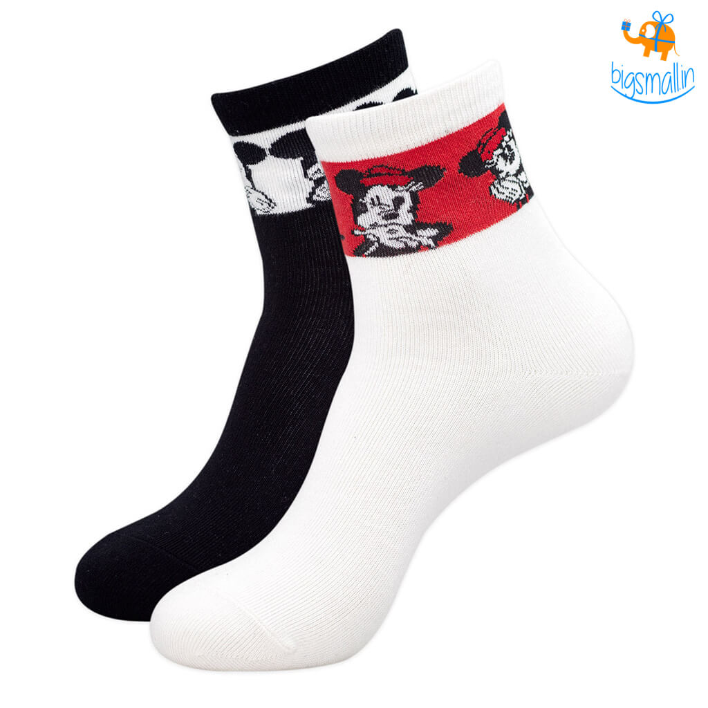 Balenzia Black and White Mickey Socks - Pack of 2