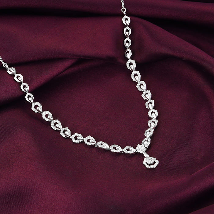 GIVA Jewellery Silver Glittering Hexagon Necklace - view 2