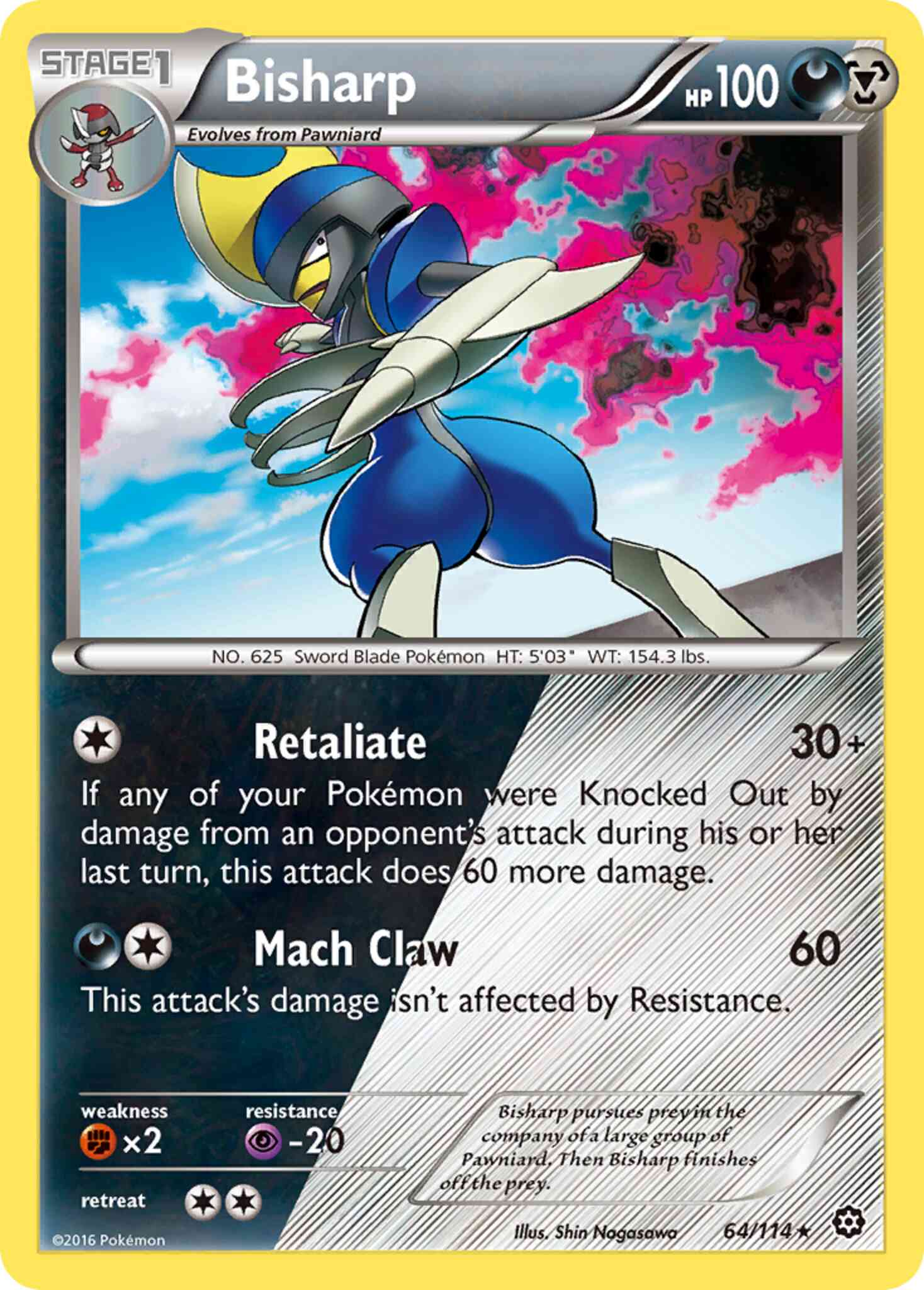Rare holo xy11-64 – Pokémon Bisharp - 64/114 - Rare Holo [xy11-64] [Reverse Holo]