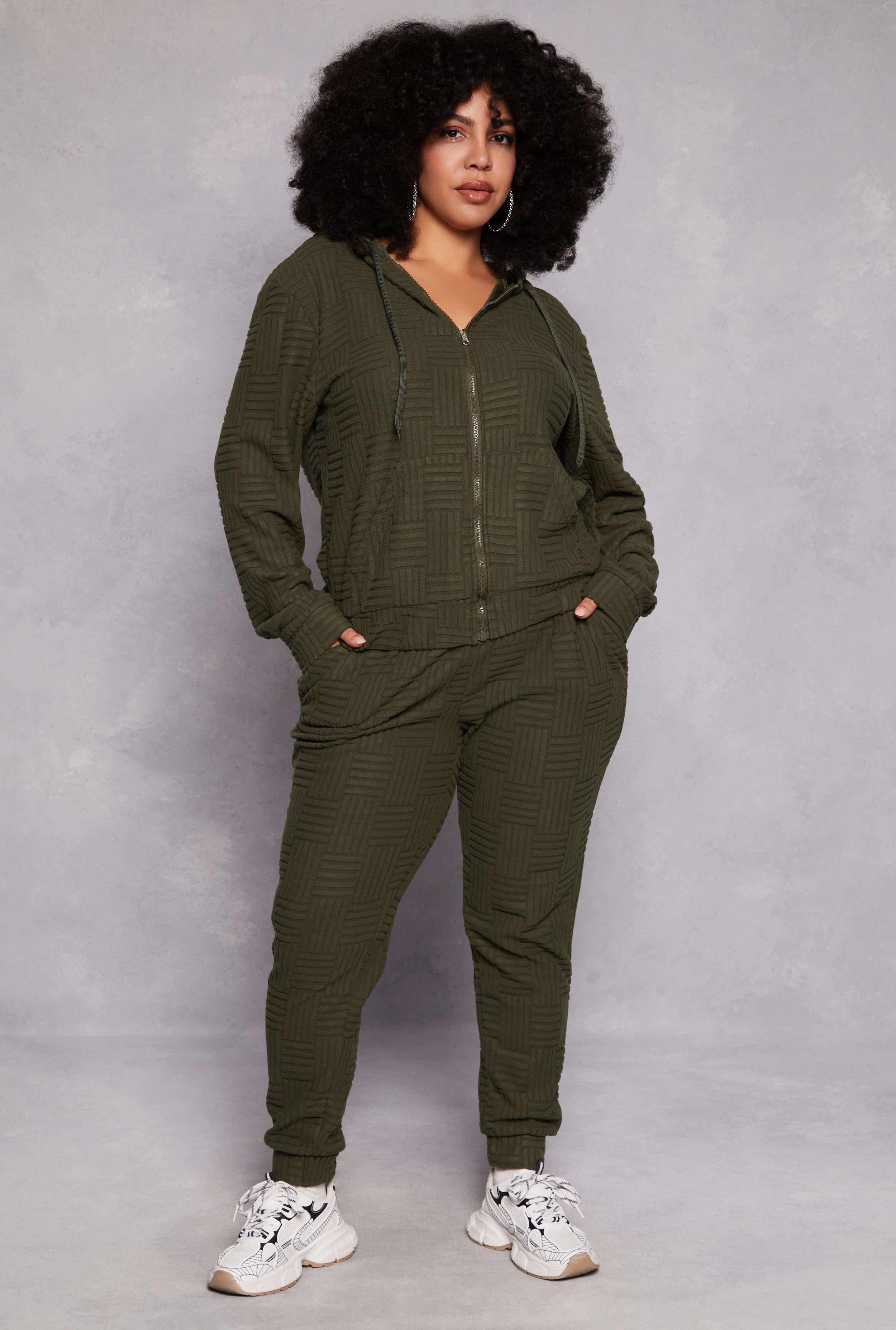 Rainbow Shops Plus Size Geometric Embossed Joggers