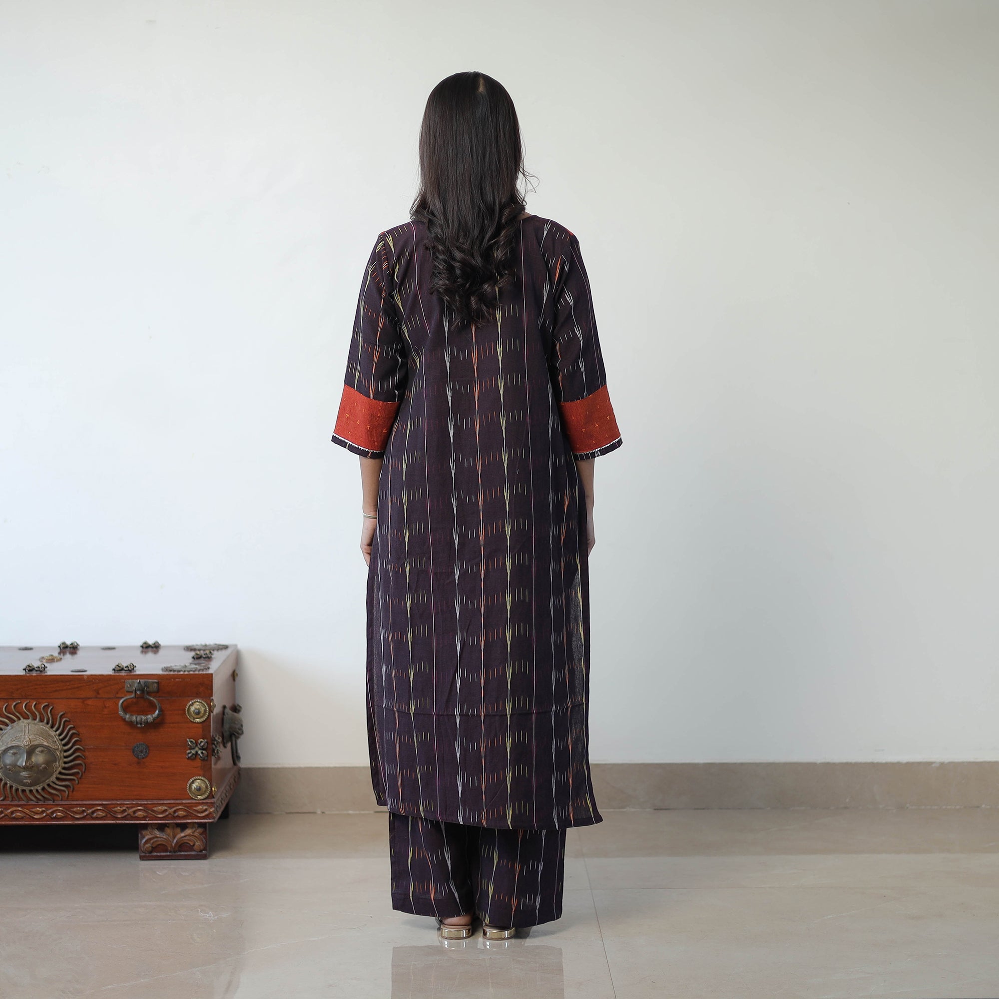 ITOKRI CASUALS Black - Handloom Cotton Pochampally Ikat Kurta Set with Dupatta 03 - view 4